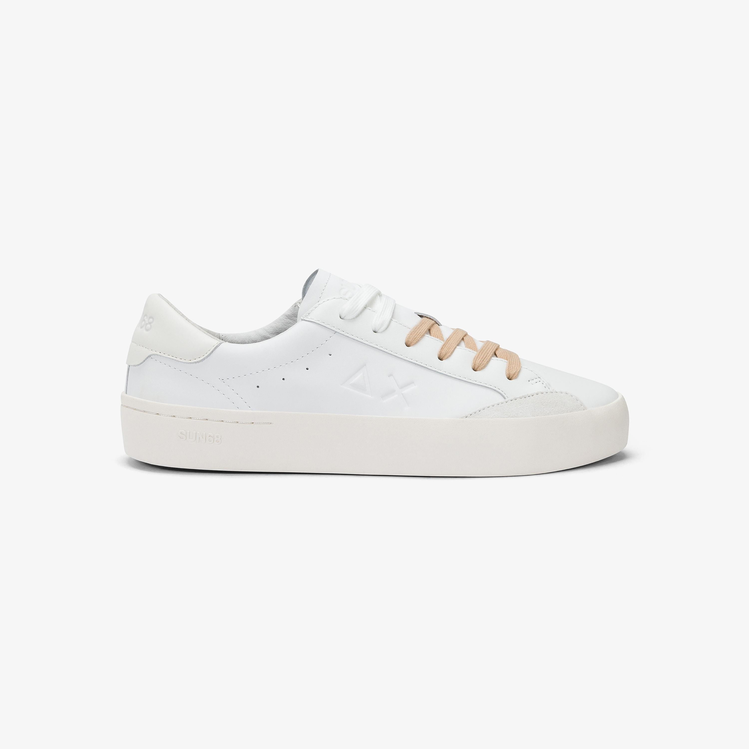 Sneaker Street in pelle bianca e bianco panna