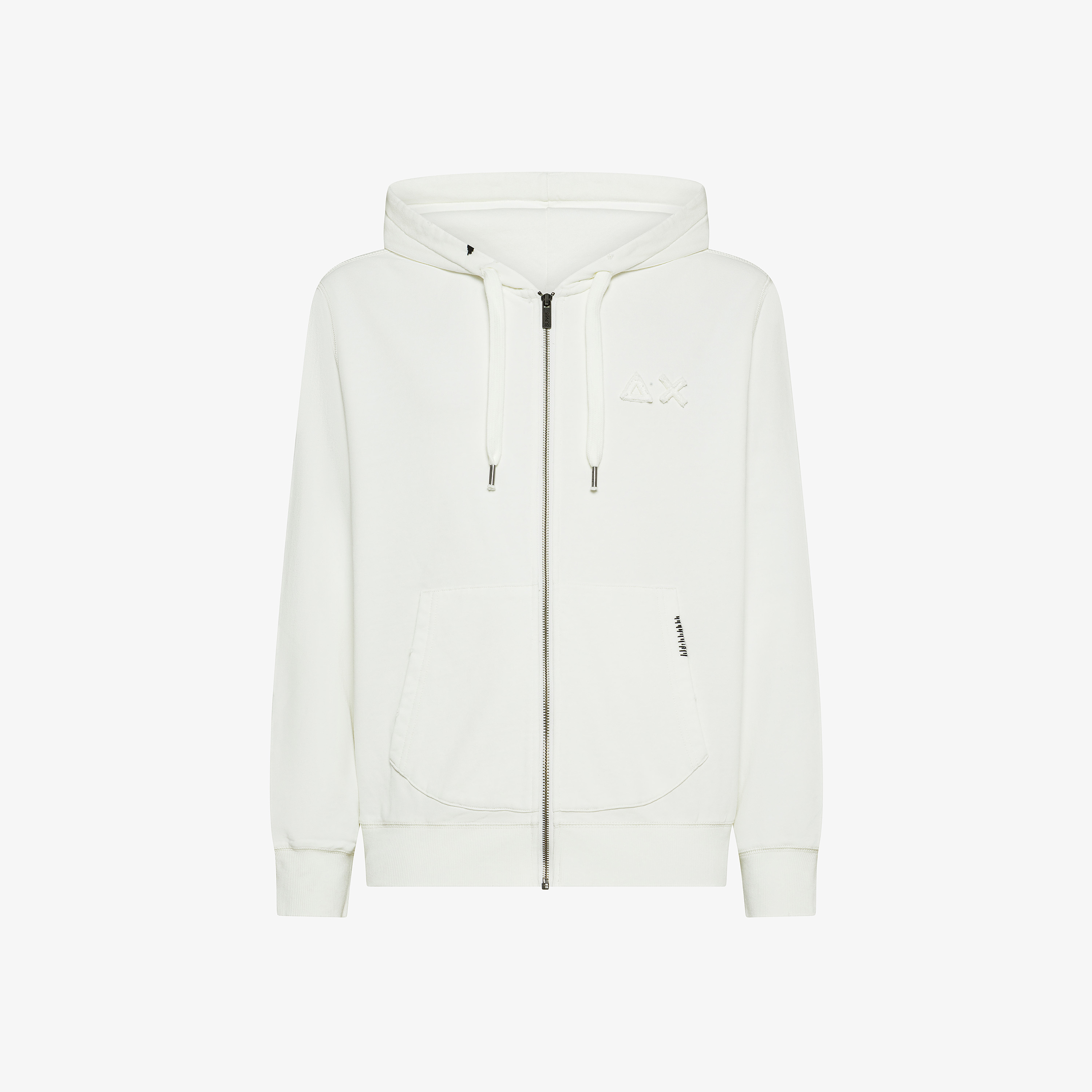Off white cotton fleece zip hoodie