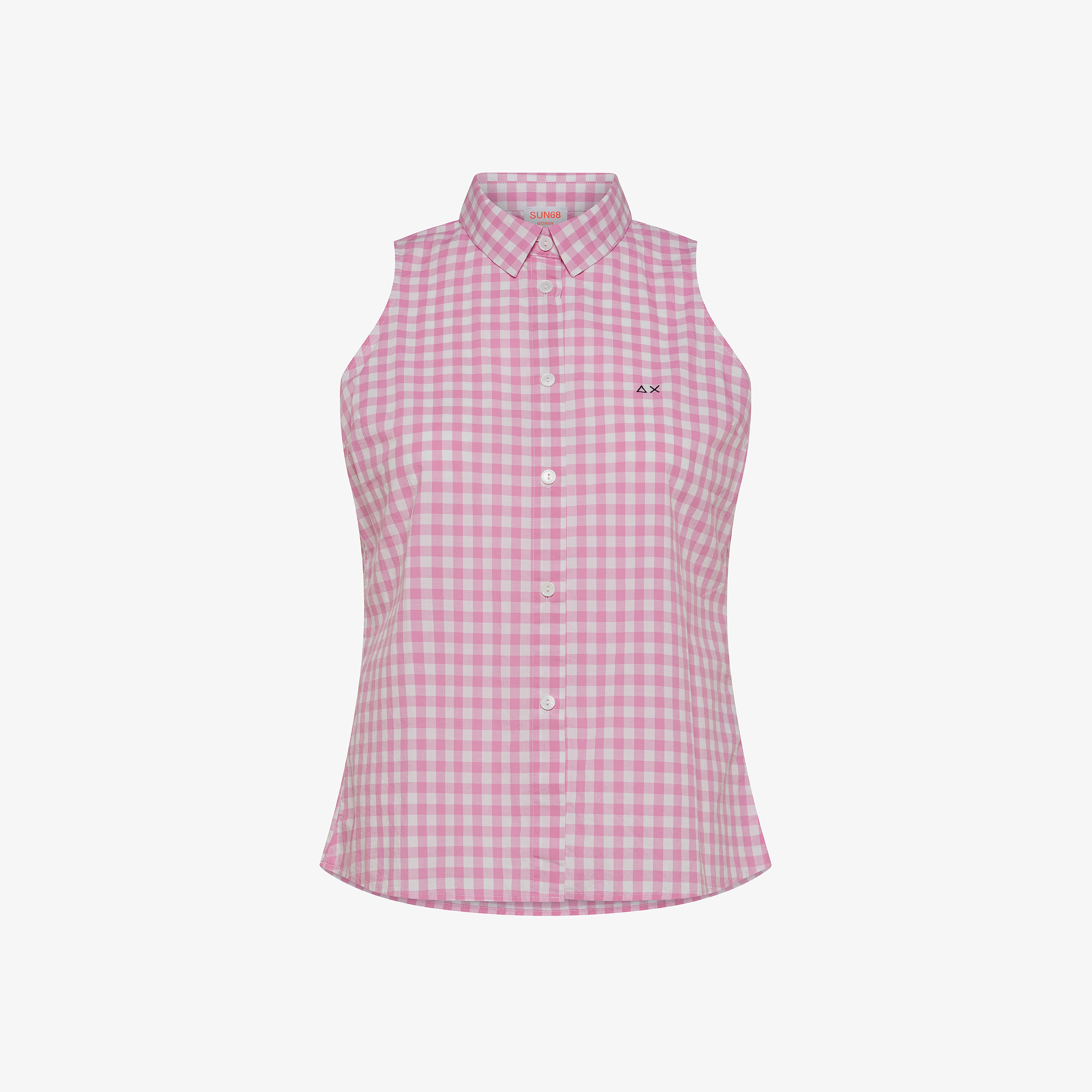 Fuchsia and white cotton check top