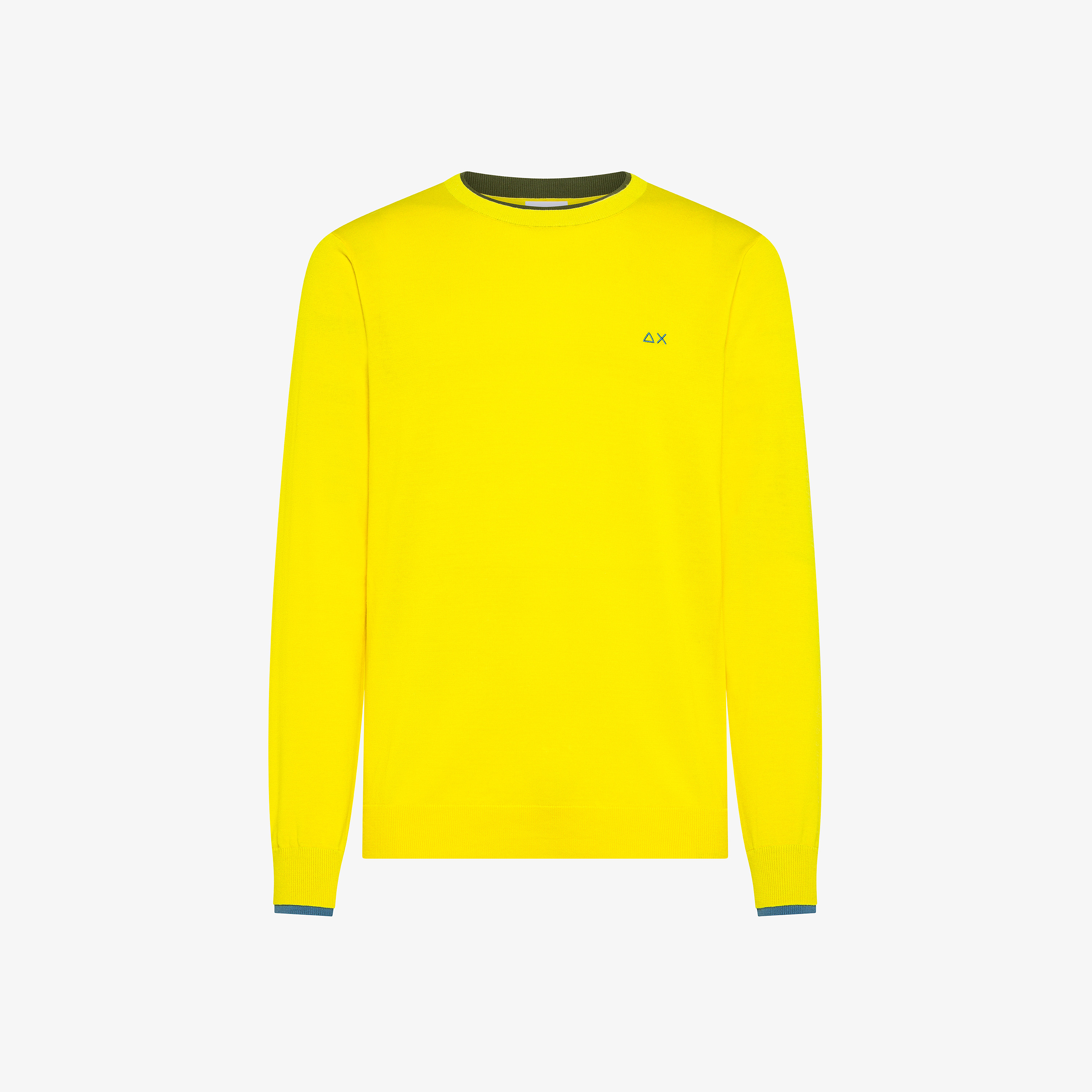 Yellow cotton jumper with contrast trims