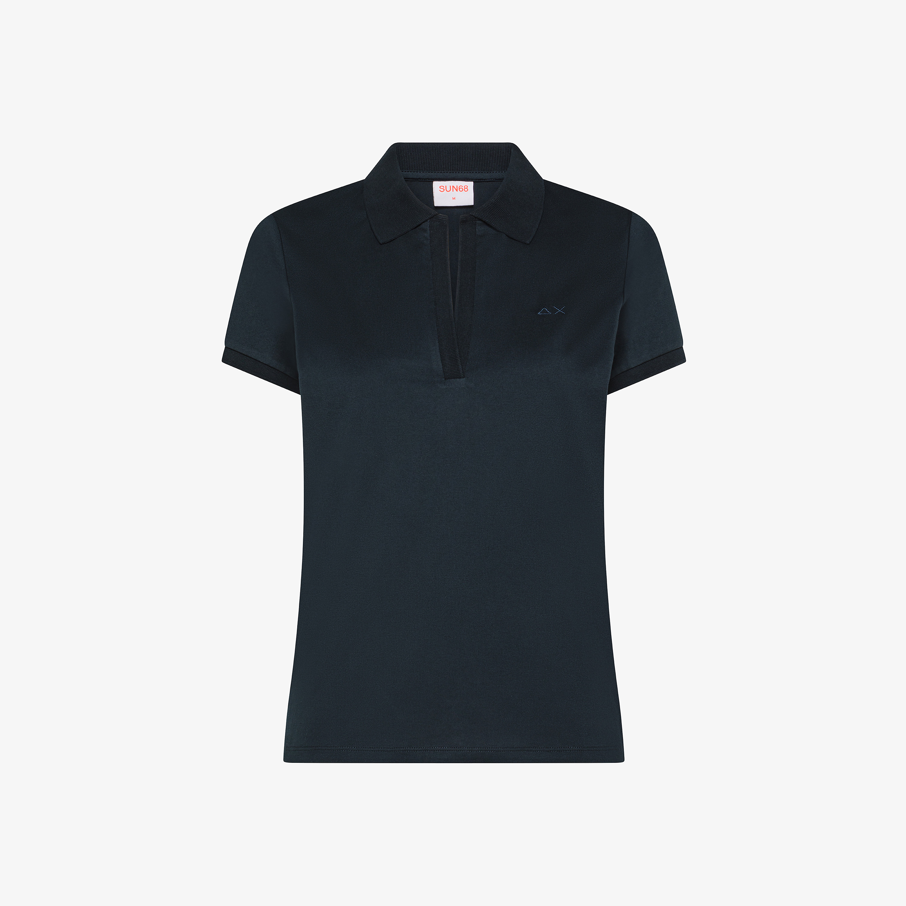 Navy blue cotton jersey polo shirt