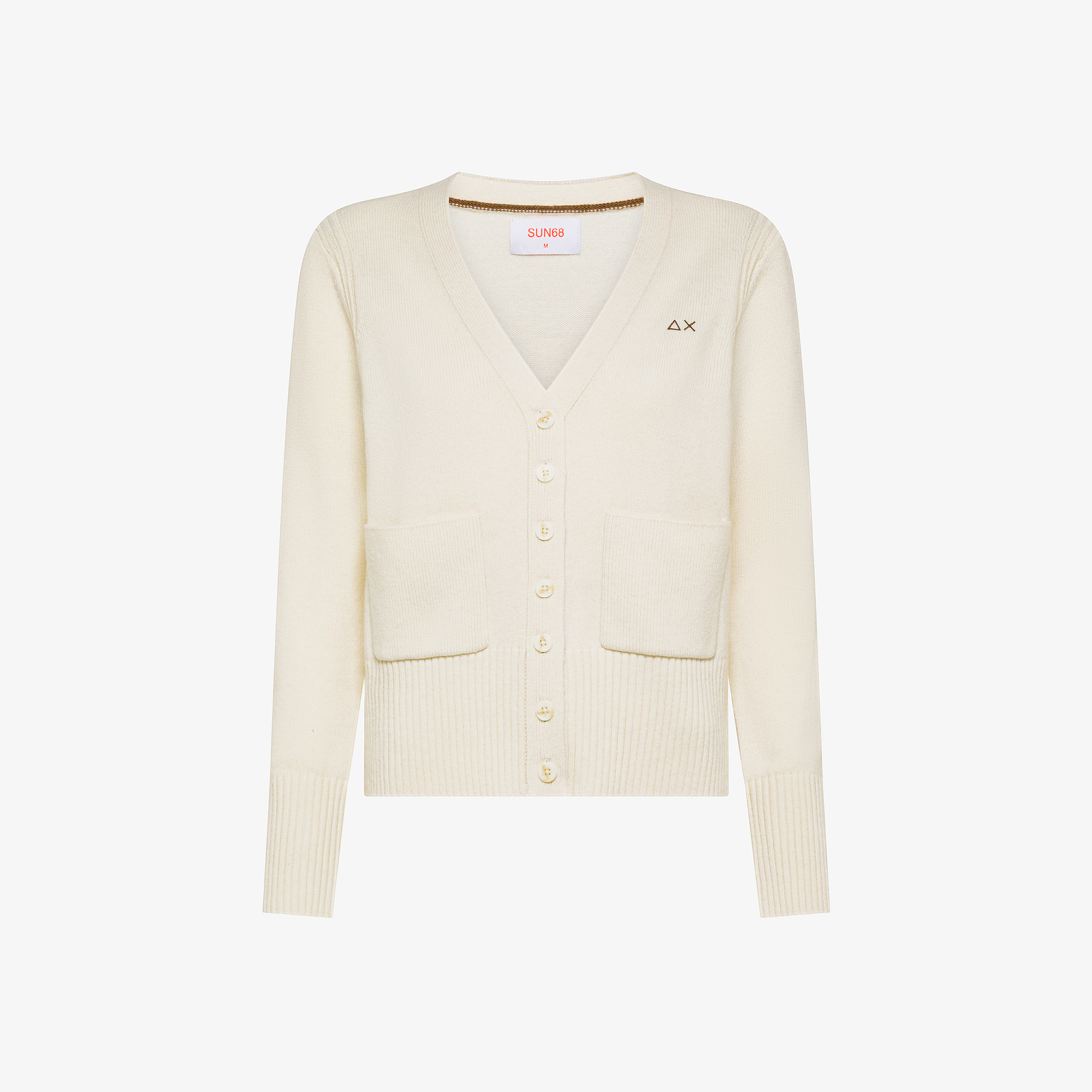 Cardigan in filato di lana e cashmere bianco panna