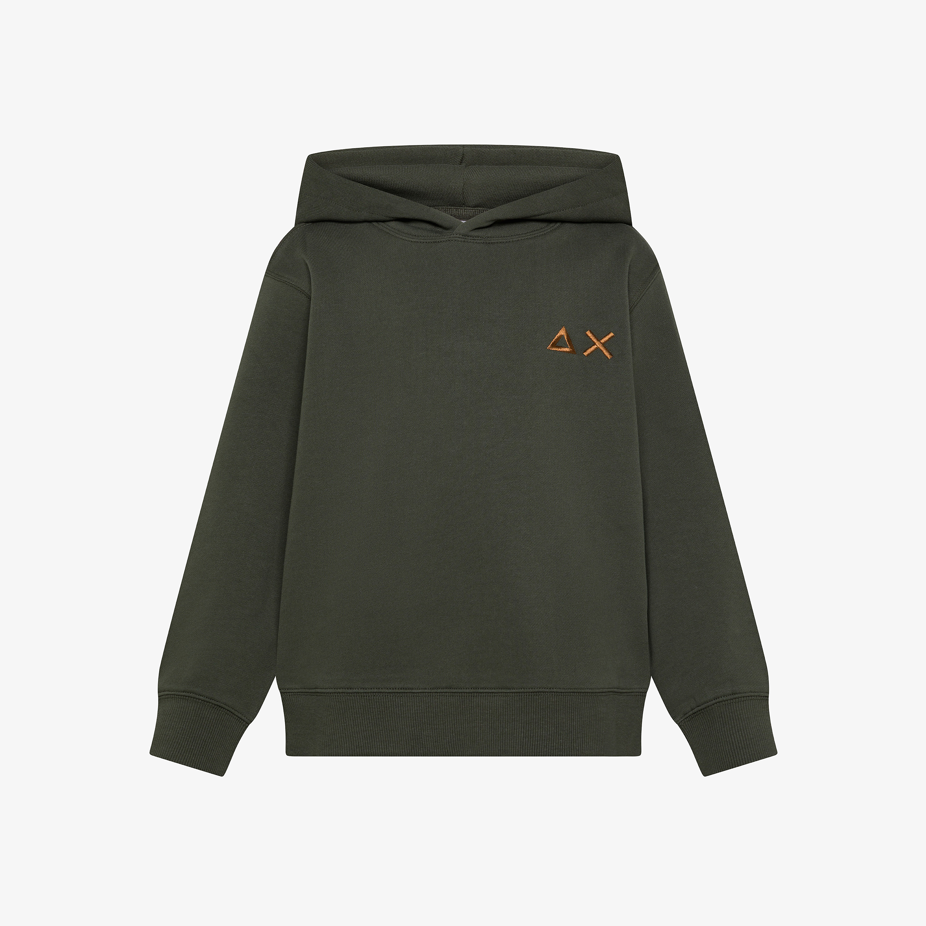 Felpa in cotone con cappuccio militare scuro