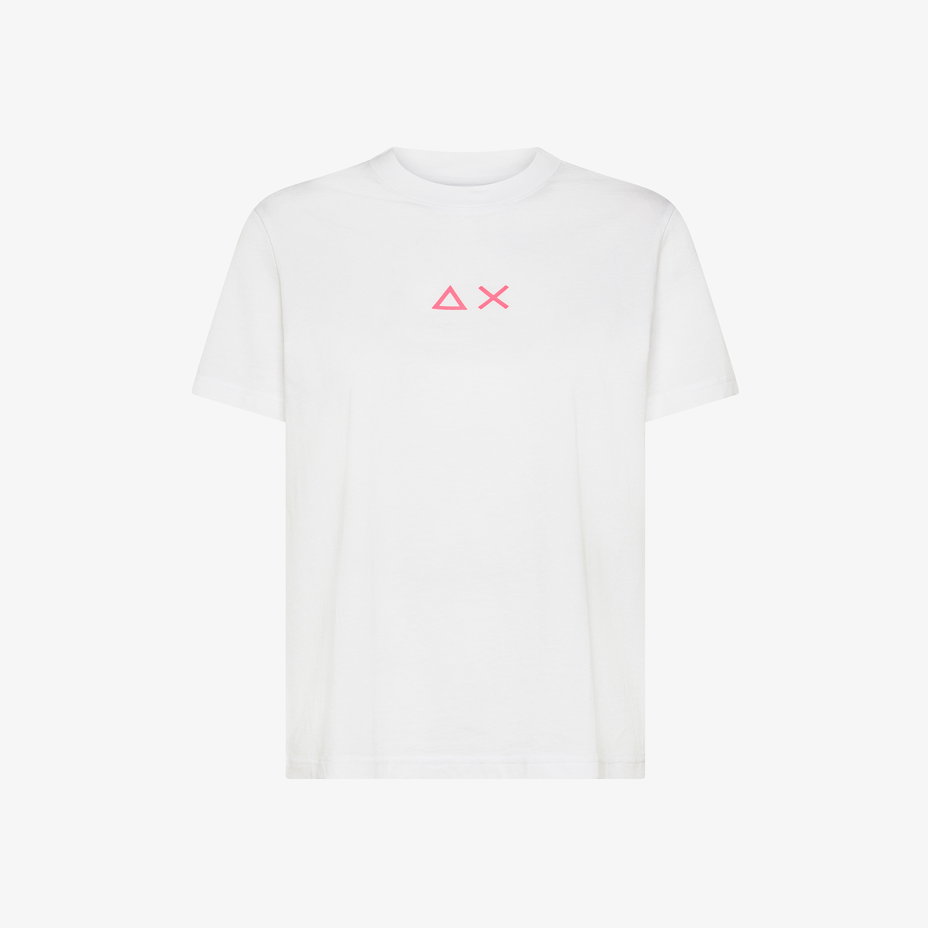White cotton crew-neck t-shirt with logo