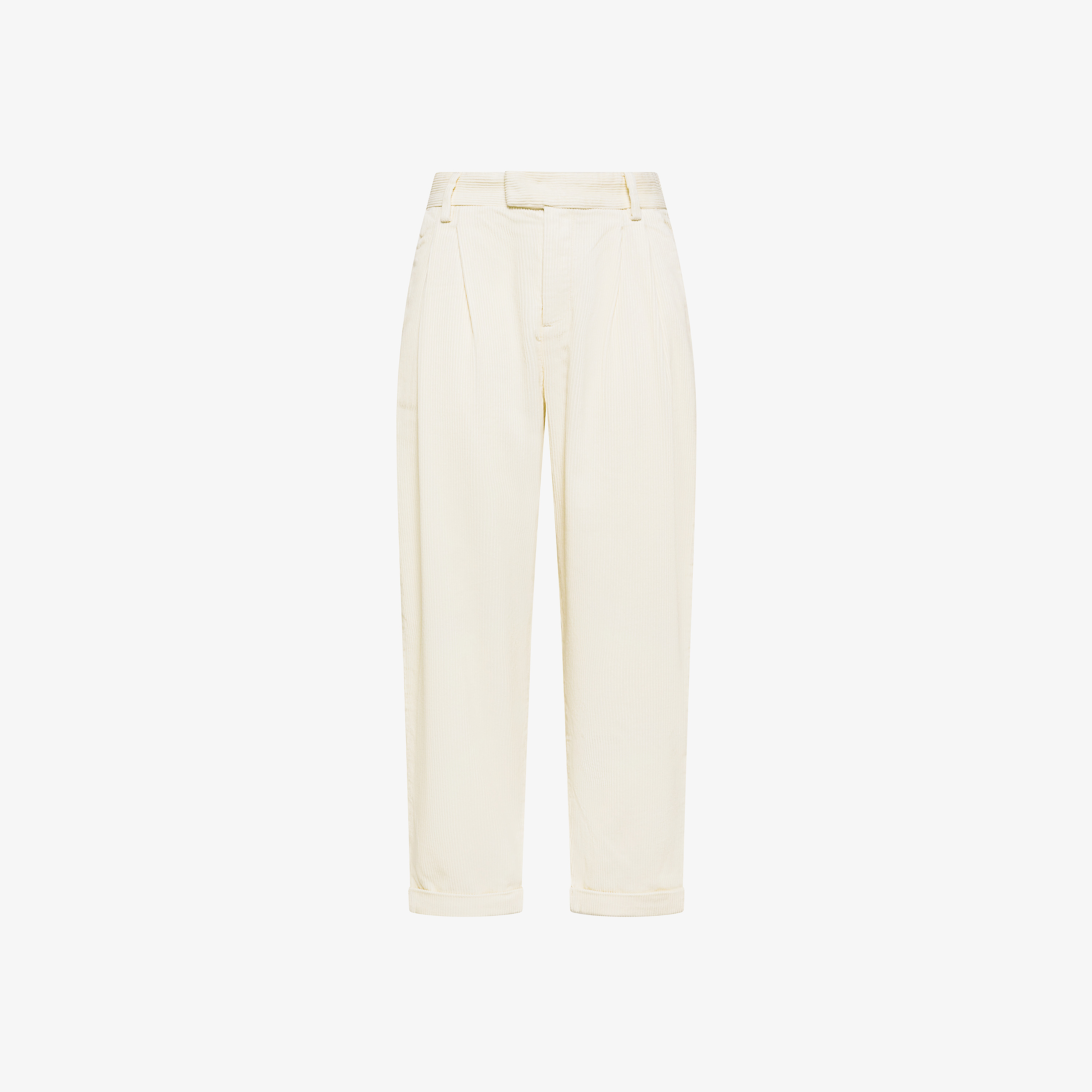 Off white corduroy trousers with pleats