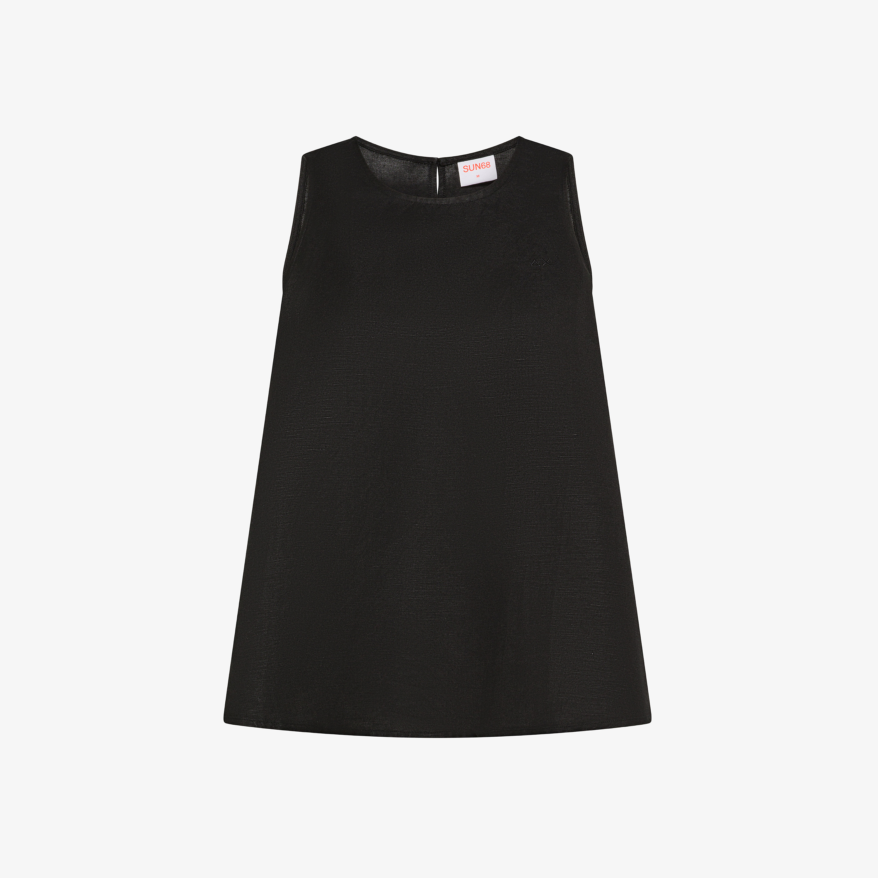 Canotta in misto lino nero