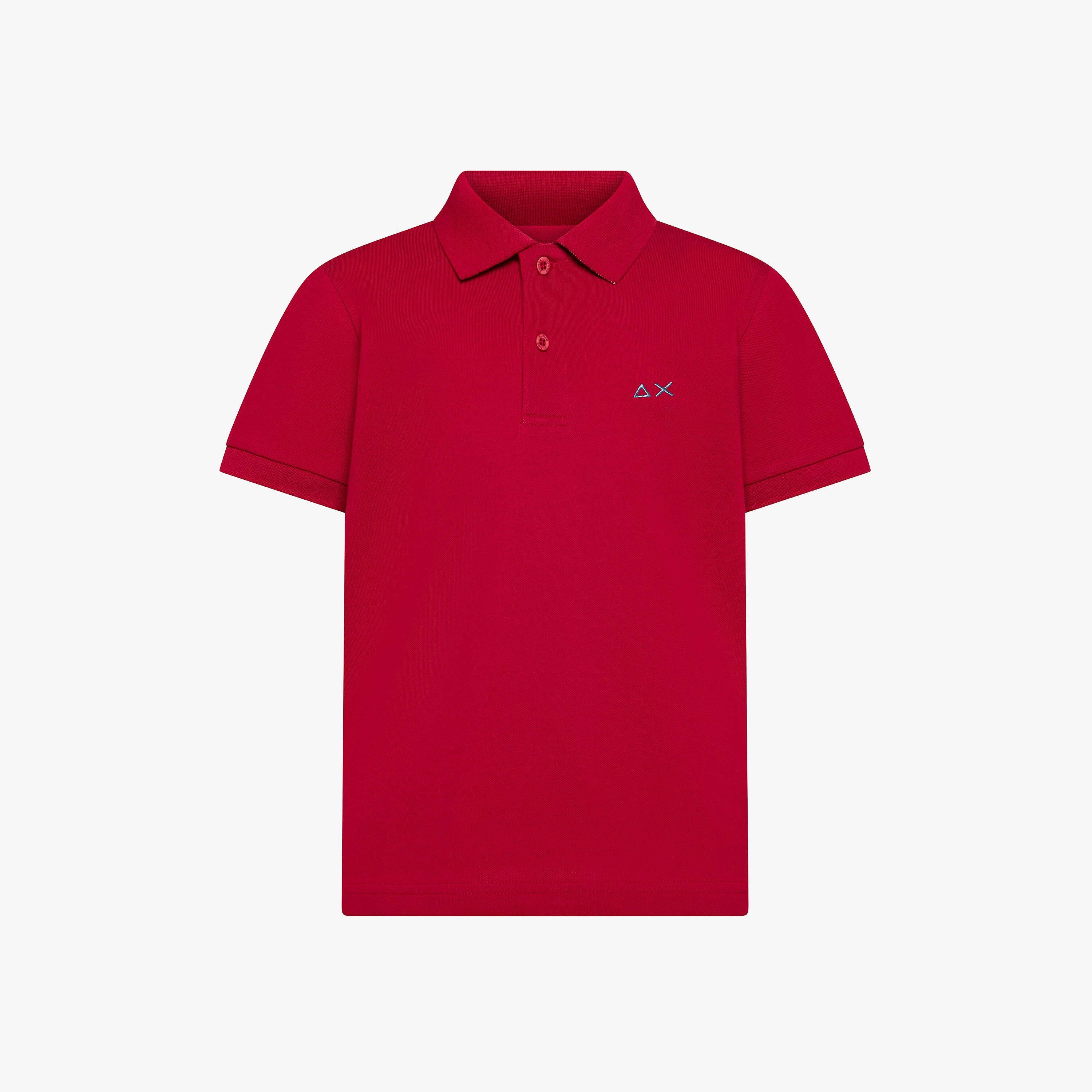 Red cotton polo with paisley print