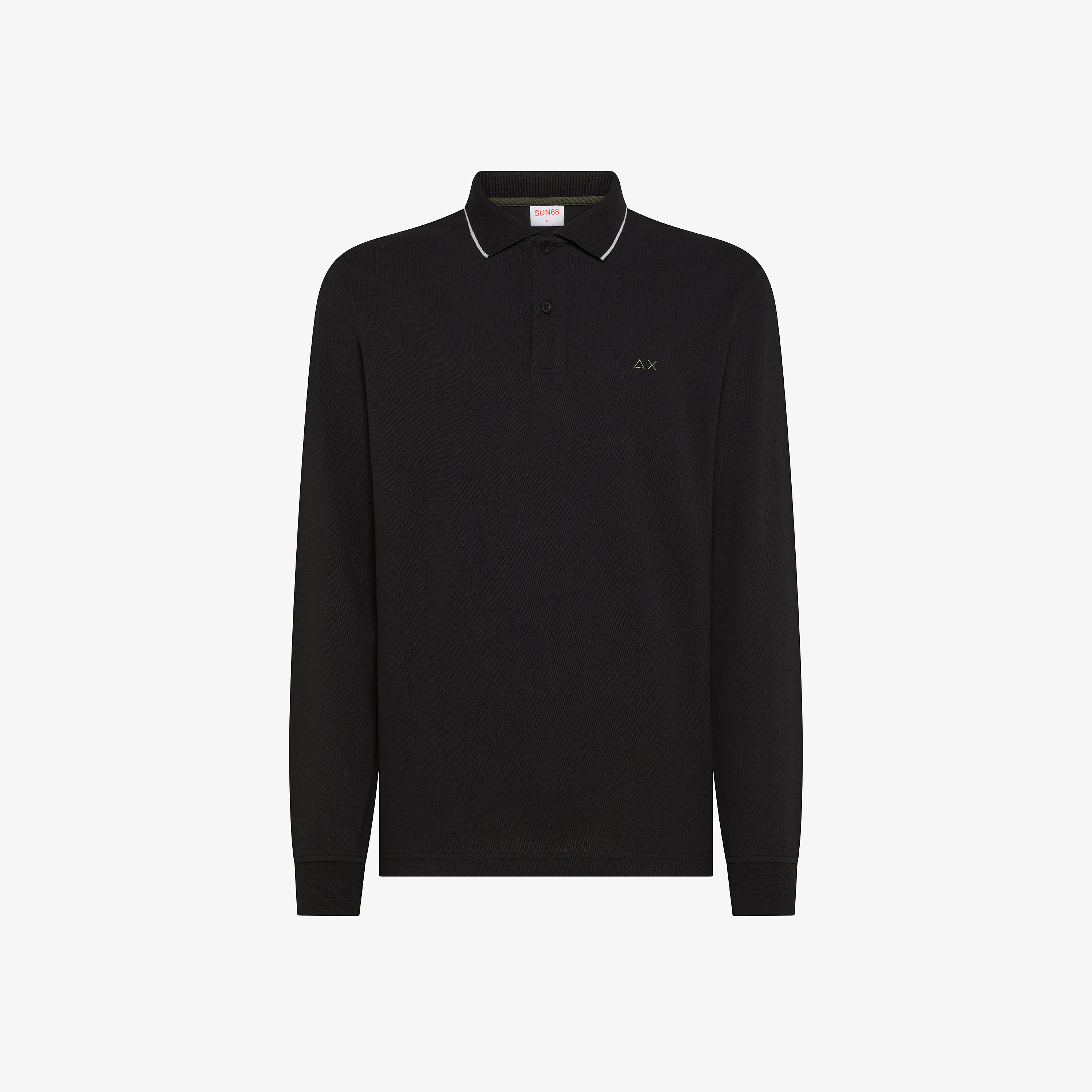 Black cotton piqué polo shirt with logo