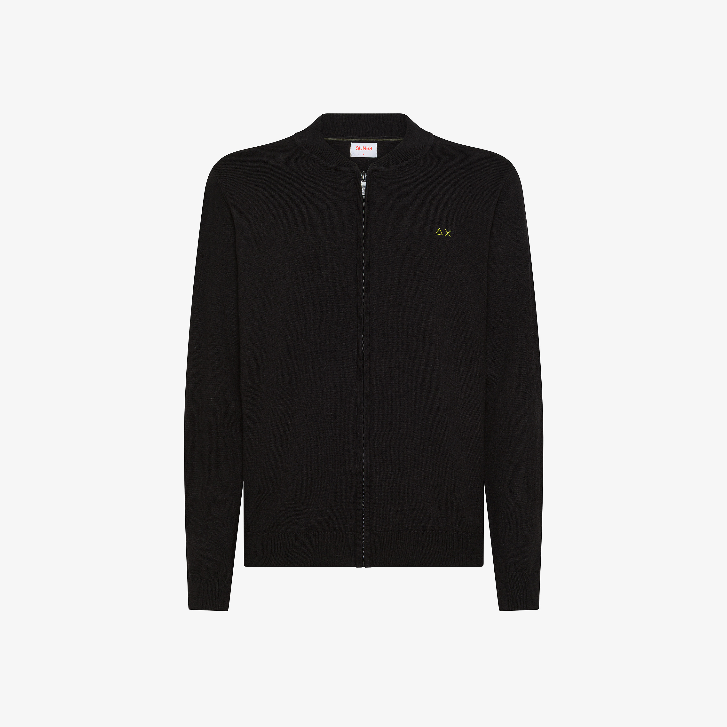 Cardigan in cotone e lana con zip nero