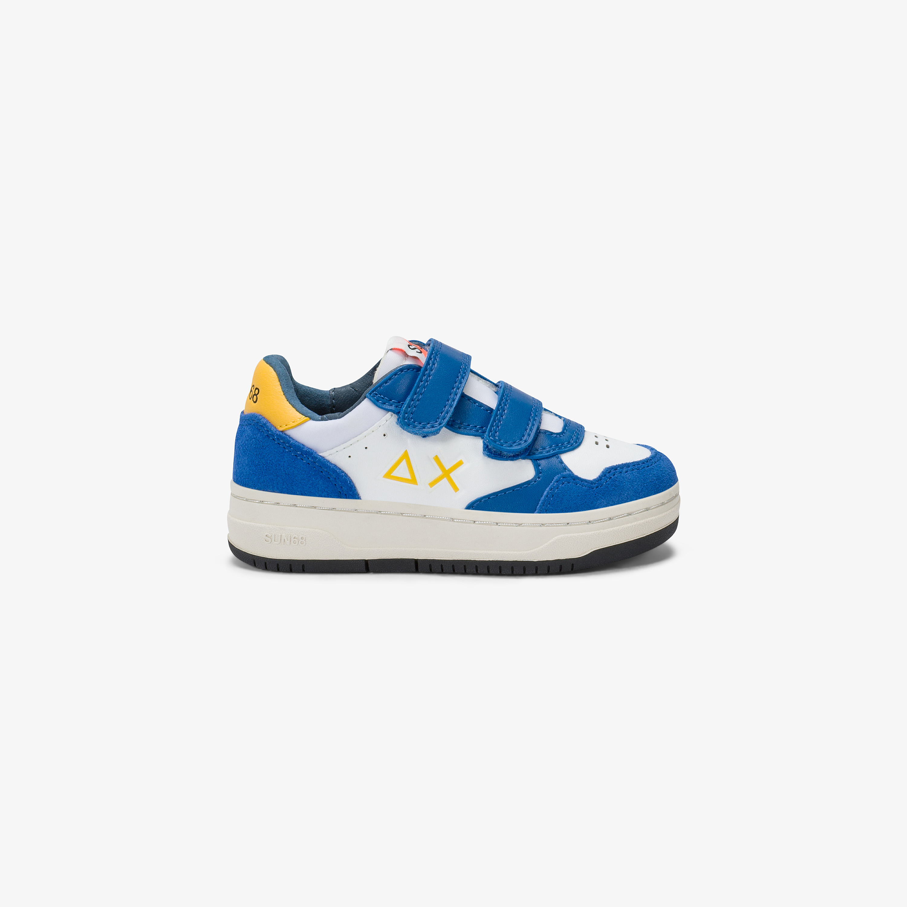 Sneaker Boy's Big Basket in pelle bianco/blu royal