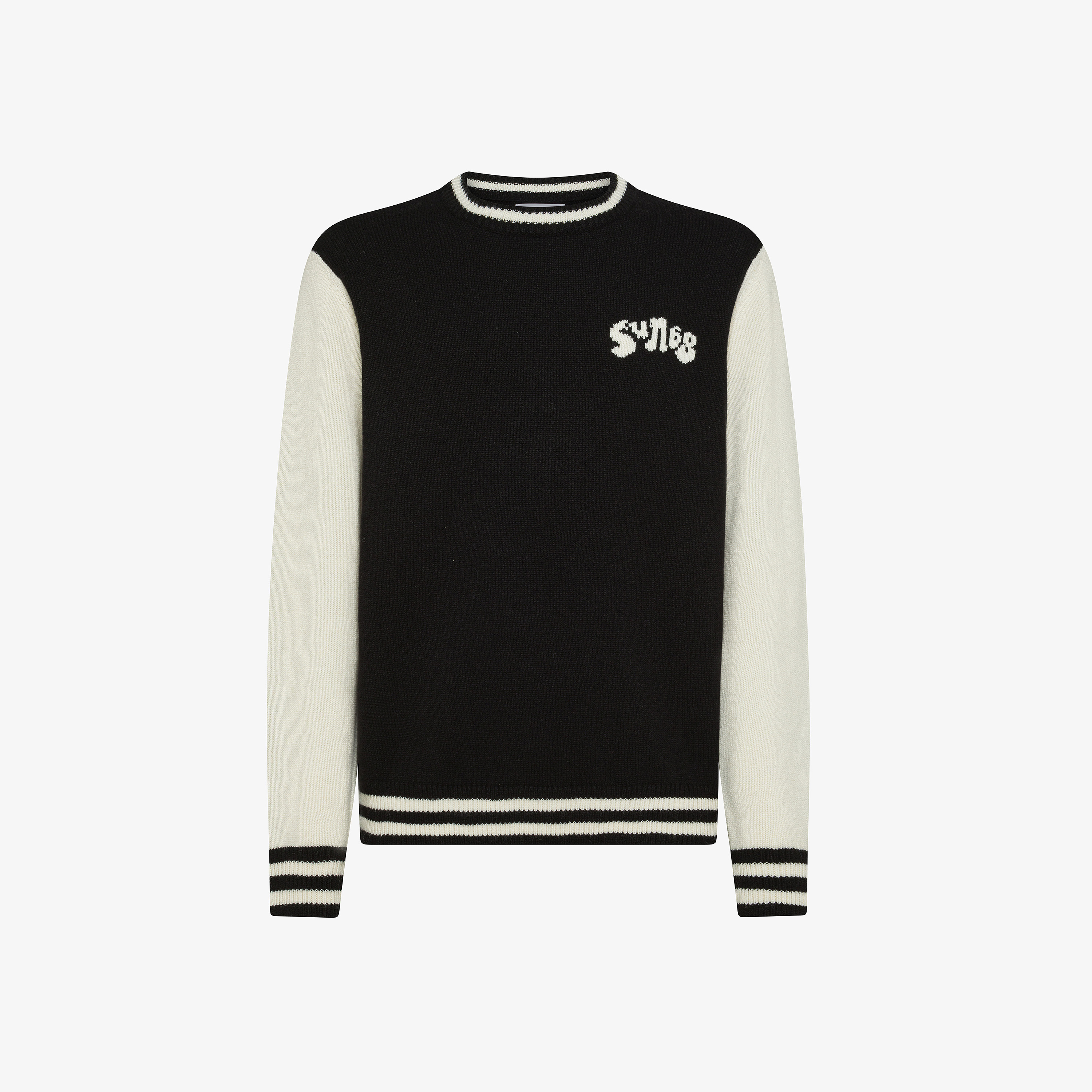 Maglia girocollo in lana con logo nero Maglia girocollo in lana con logo nero