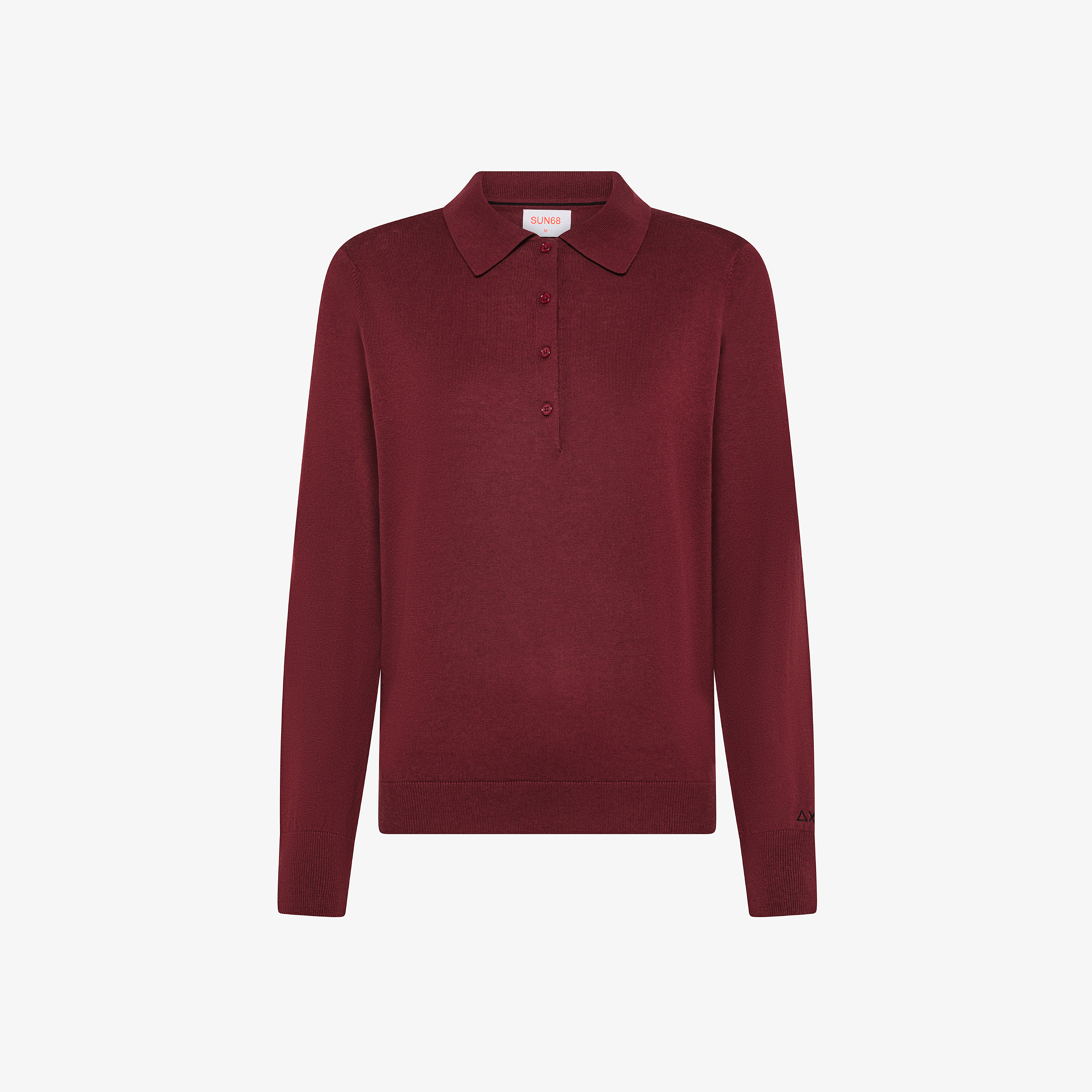 Polo in lana e cotone bordeaux
