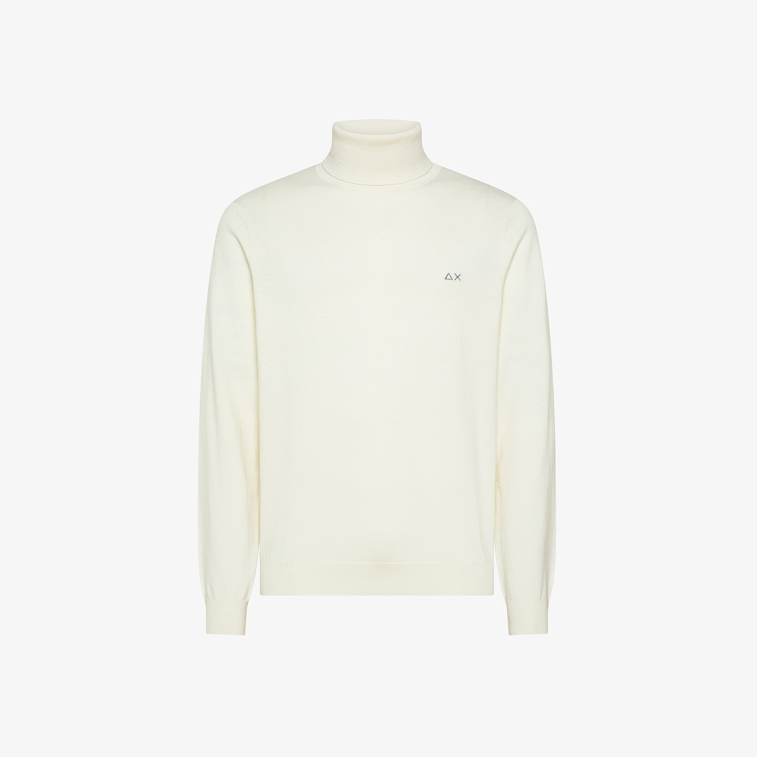 Off white wool and cotton turtleneck jumper