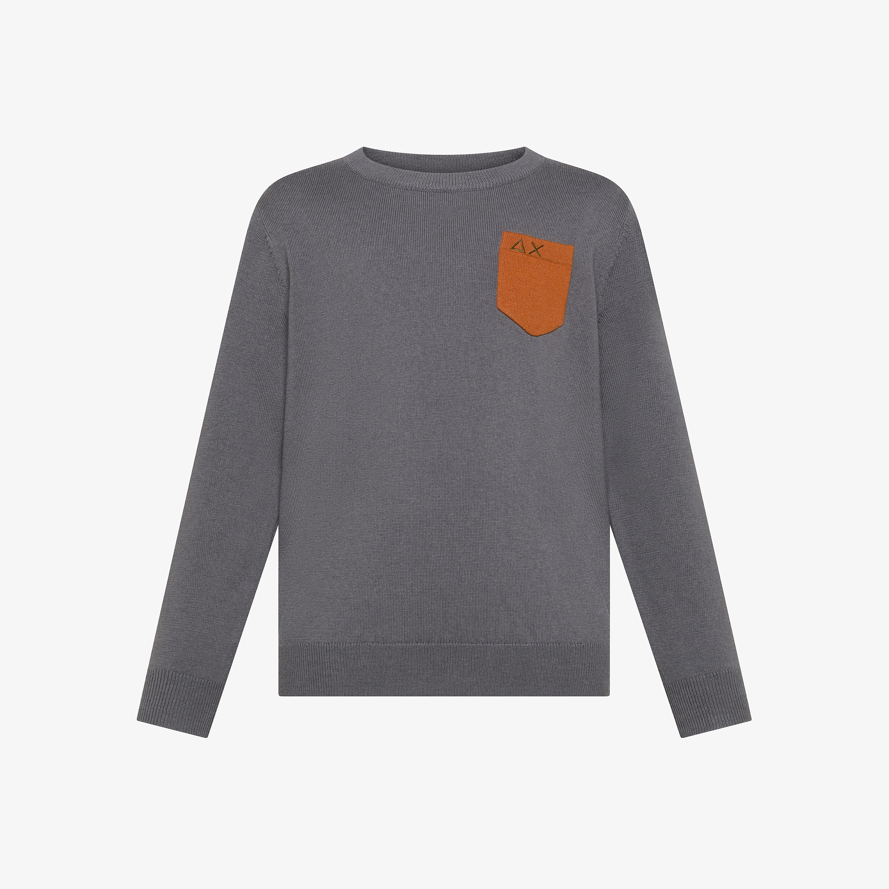 Maglia in cotone e lana con taschino grigio scuro Maglia in cotone e lana con taschino grigio scuro