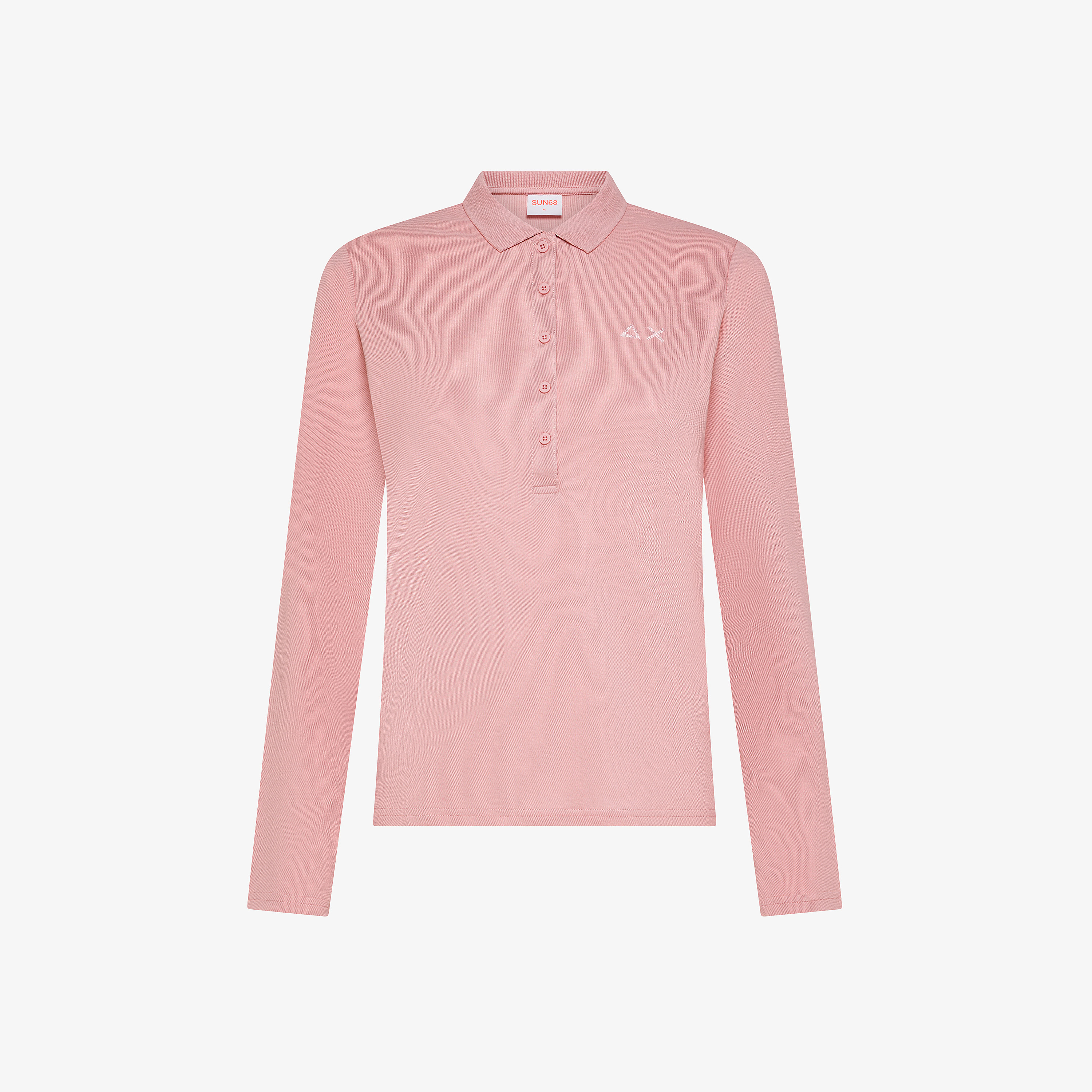 Polo slim in piquet di cotone rosa scuro