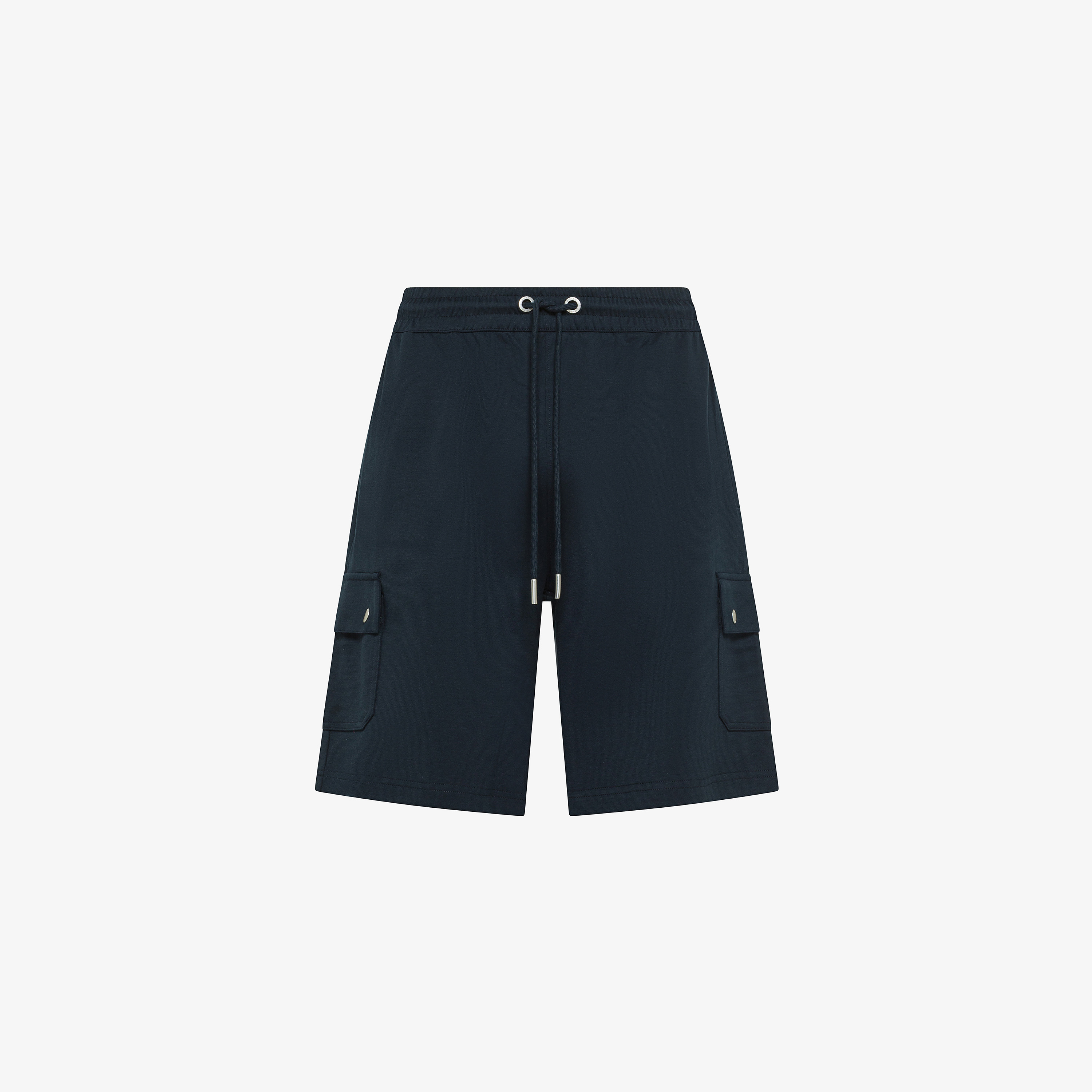 Bermuda cargo in felpa di cotone blu navy