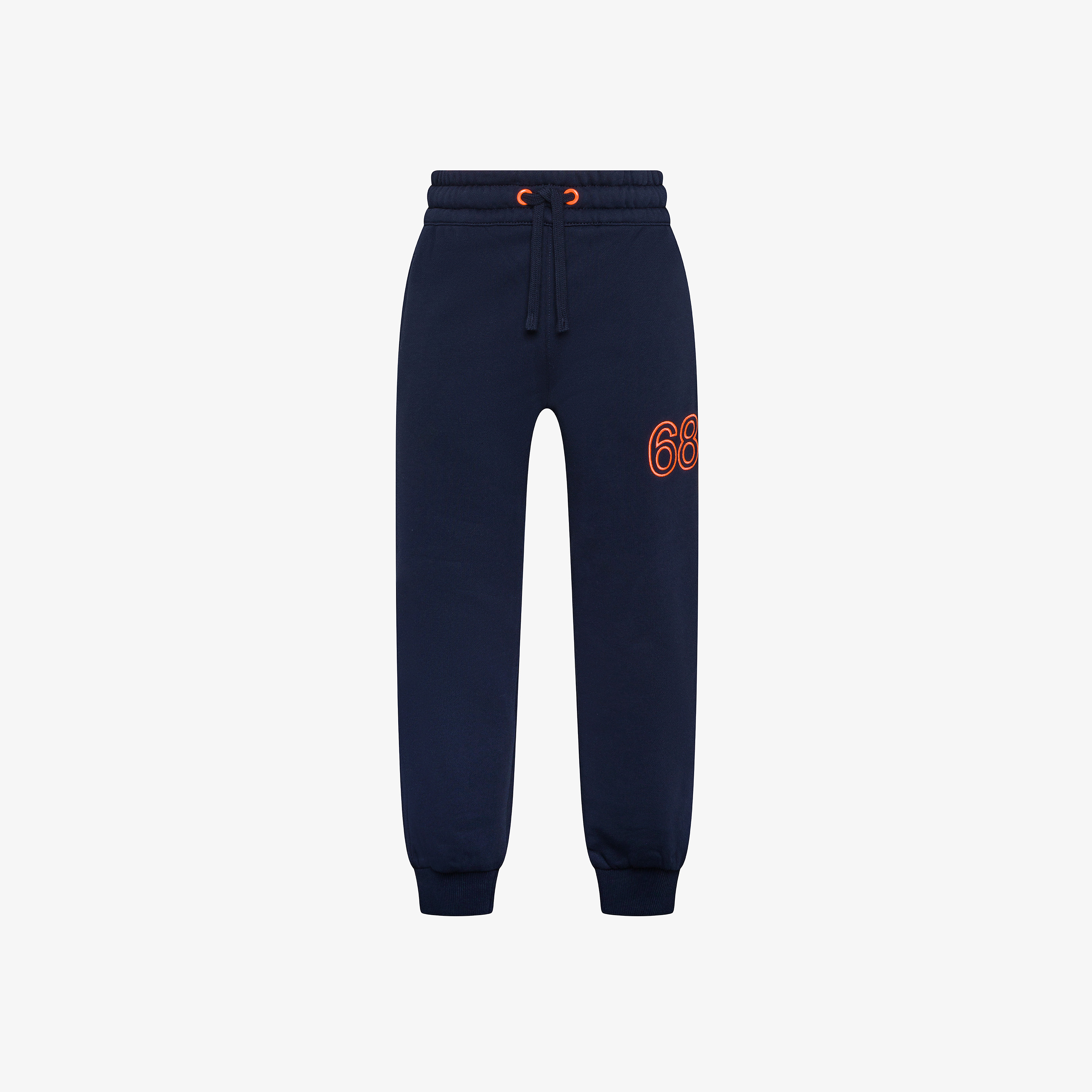 Navy blue fleece joggers with logo