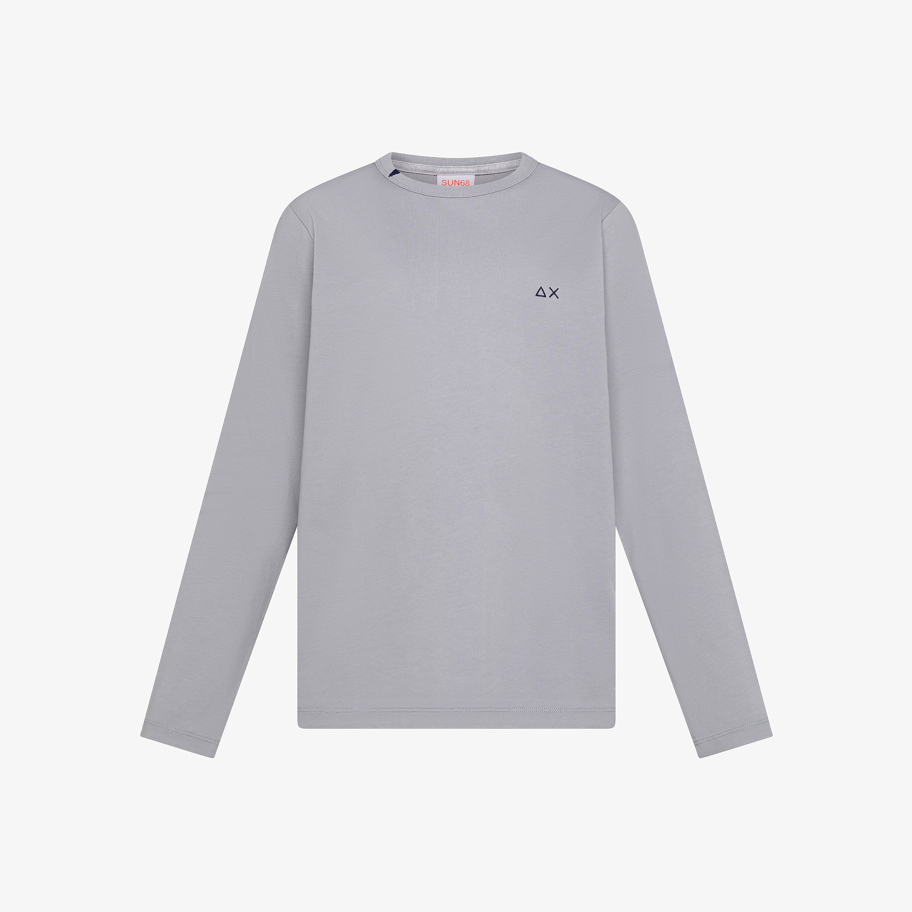 T-shirt in cotone con maniche lunghe grigio medio T-shirt in cotone con maniche lunghe grigio medio