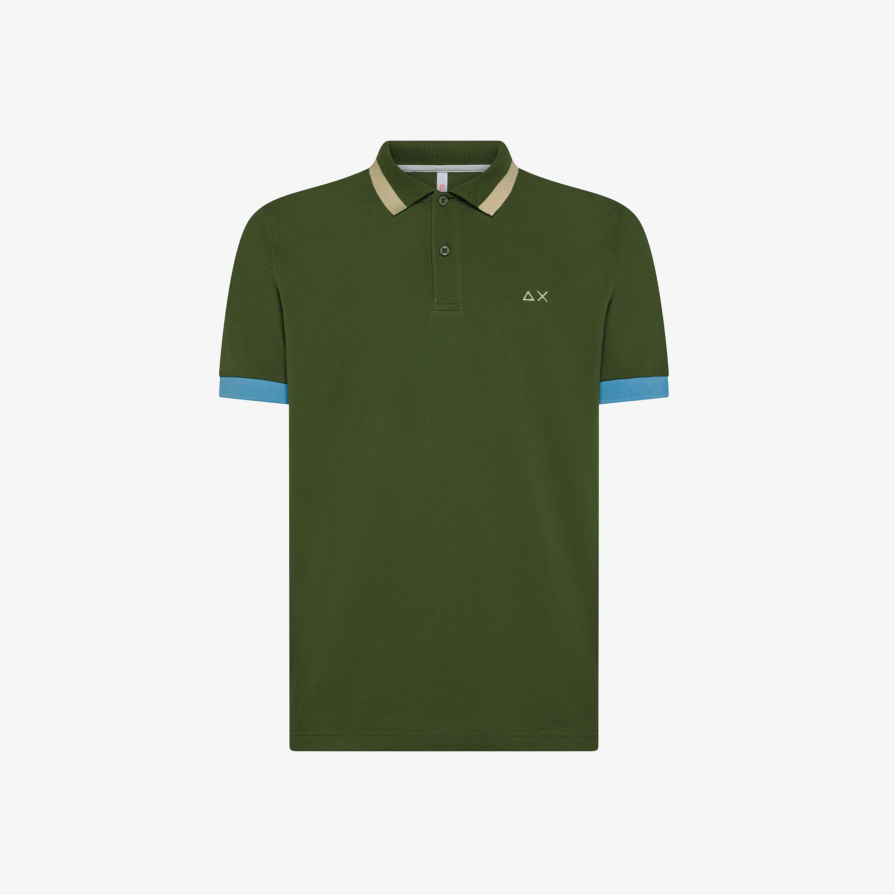 Dark green polo shirt with contrast stripes
