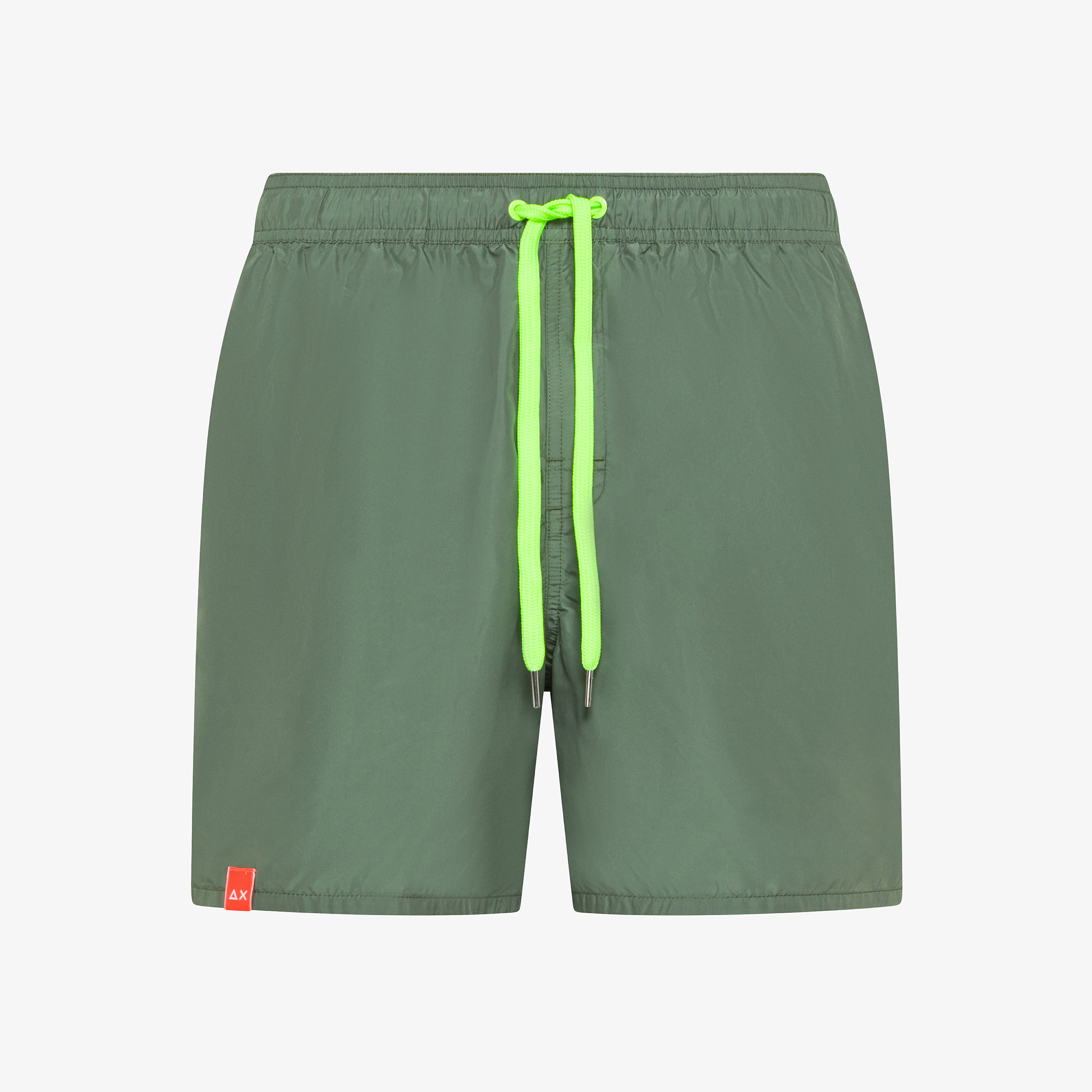 Military green nylon beach shorts