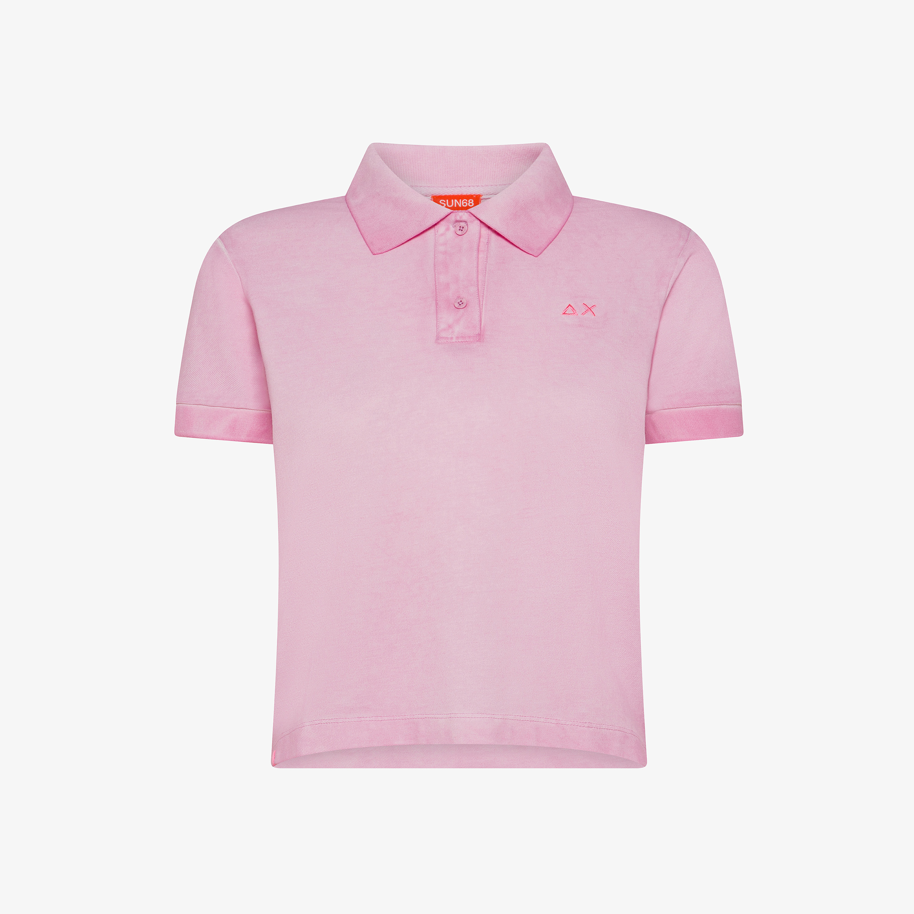 Polo cropped in cotone geranio