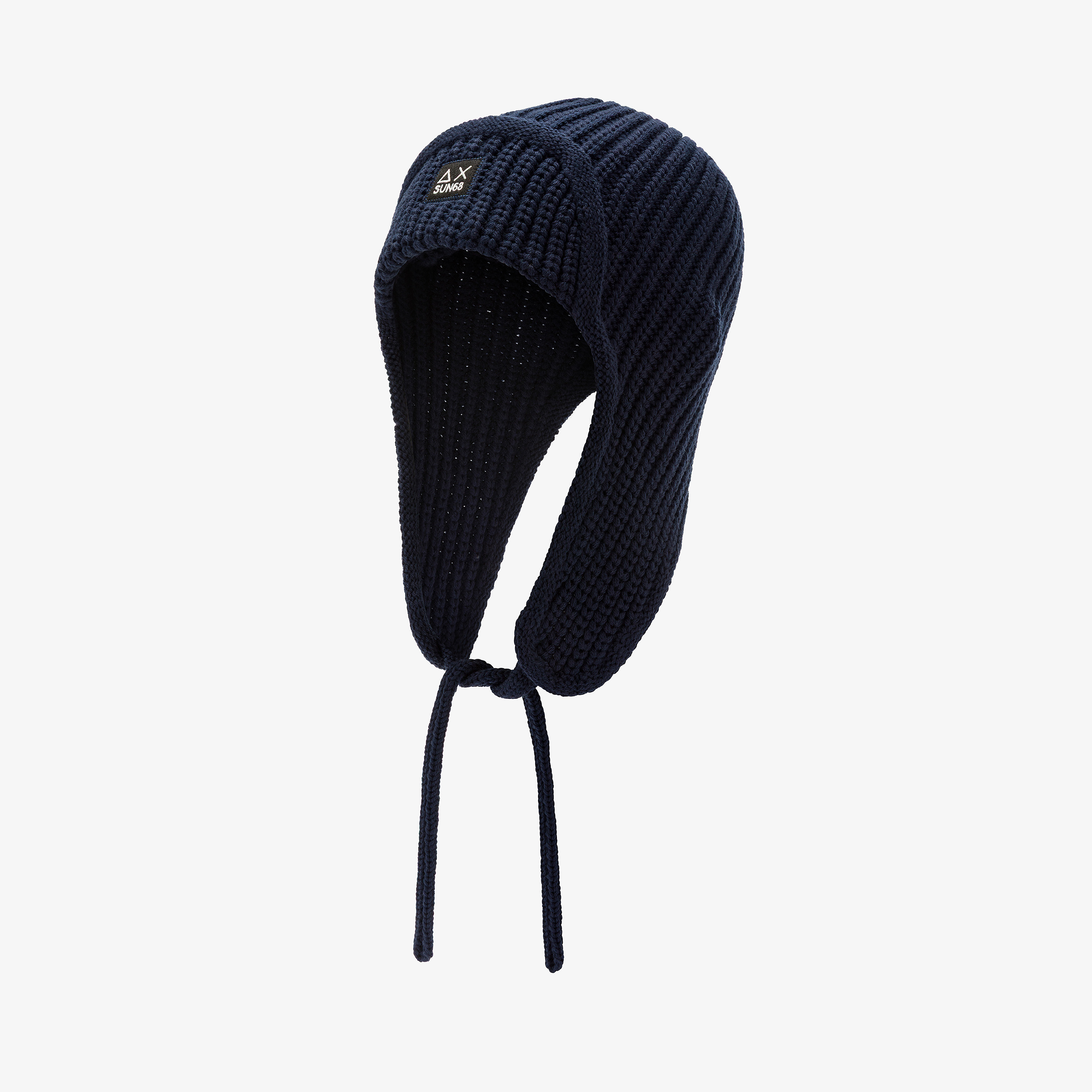 Berretto Aviator in misto lana a coste navy blue