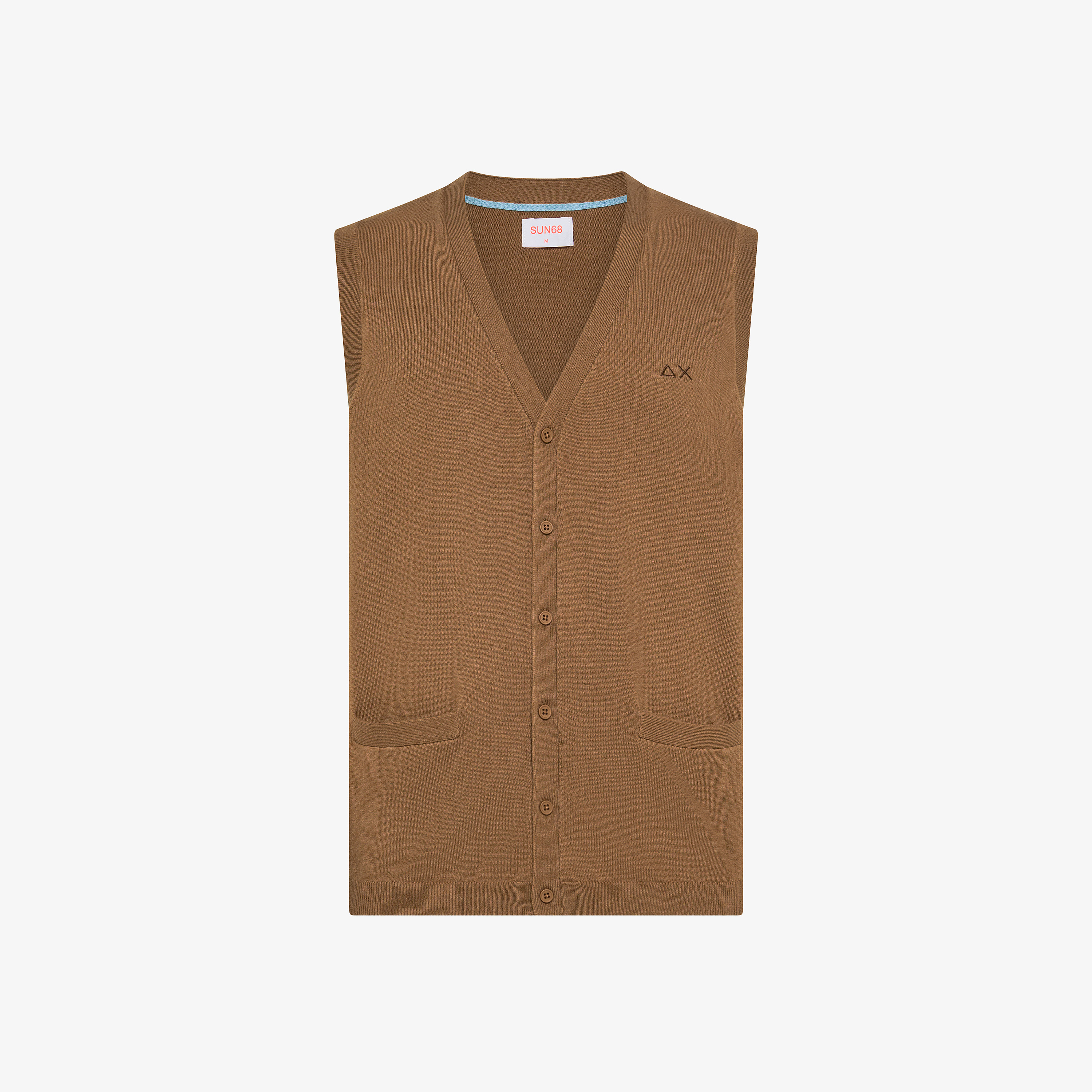 Desert brown wool and cotton vest with buttons