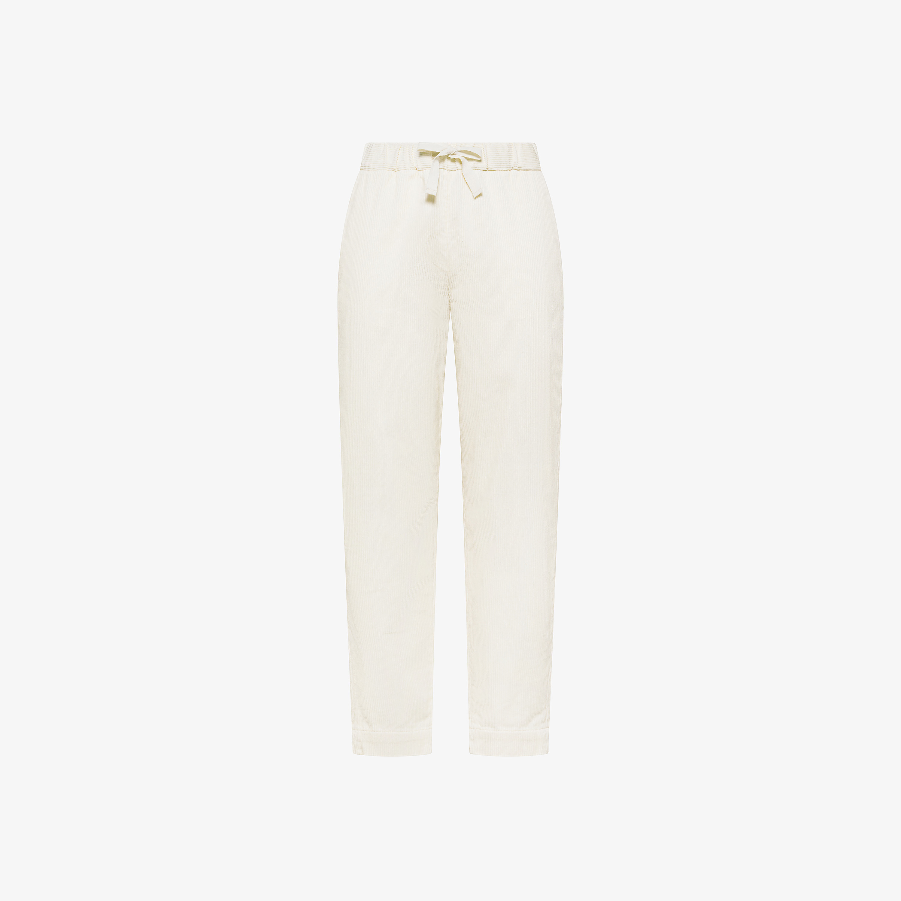 Pantaloni in velluto con coulisse bianco panna Pantaloni in velluto con coulisse bianco panna