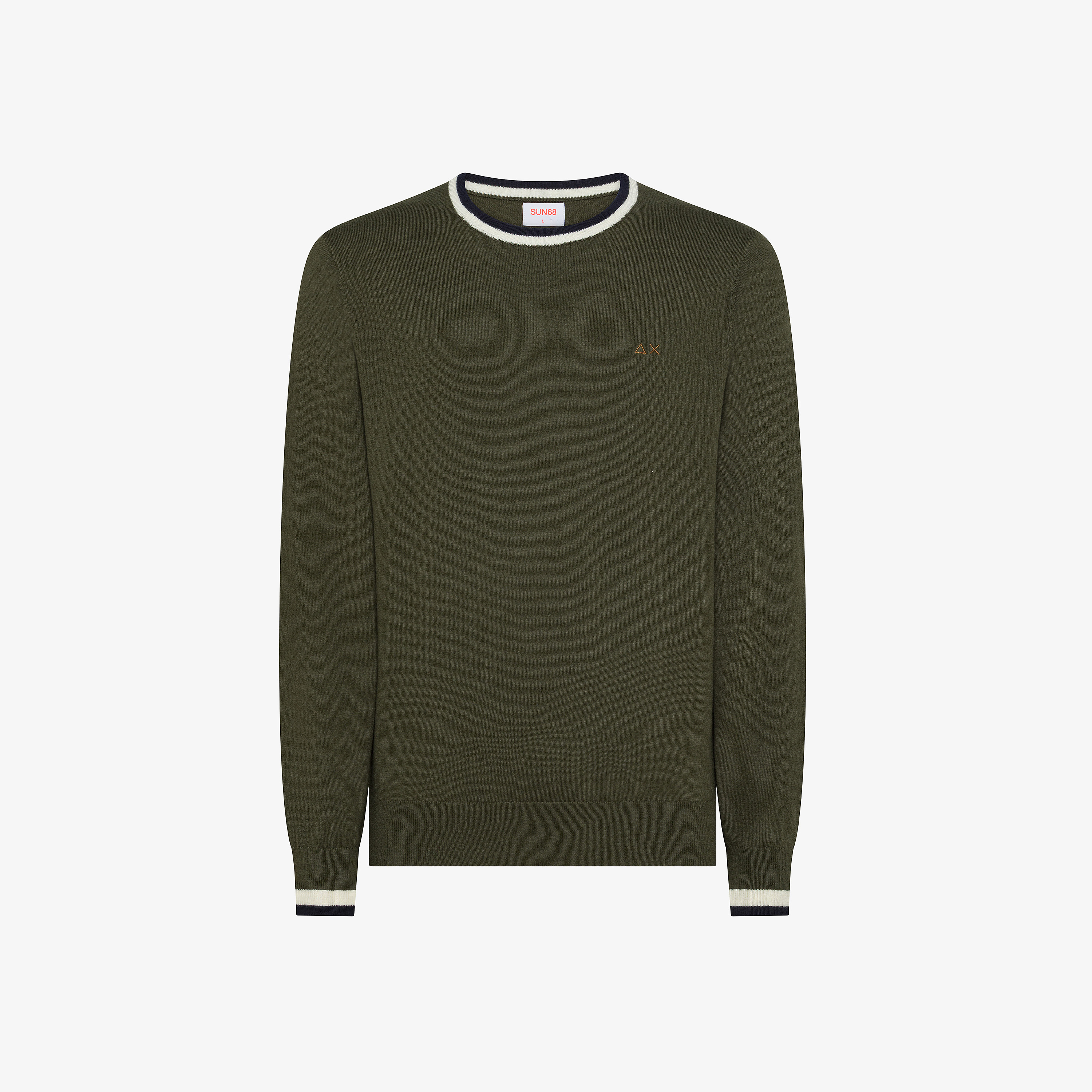 Maglia in lana e cotone con righe militare scuro
