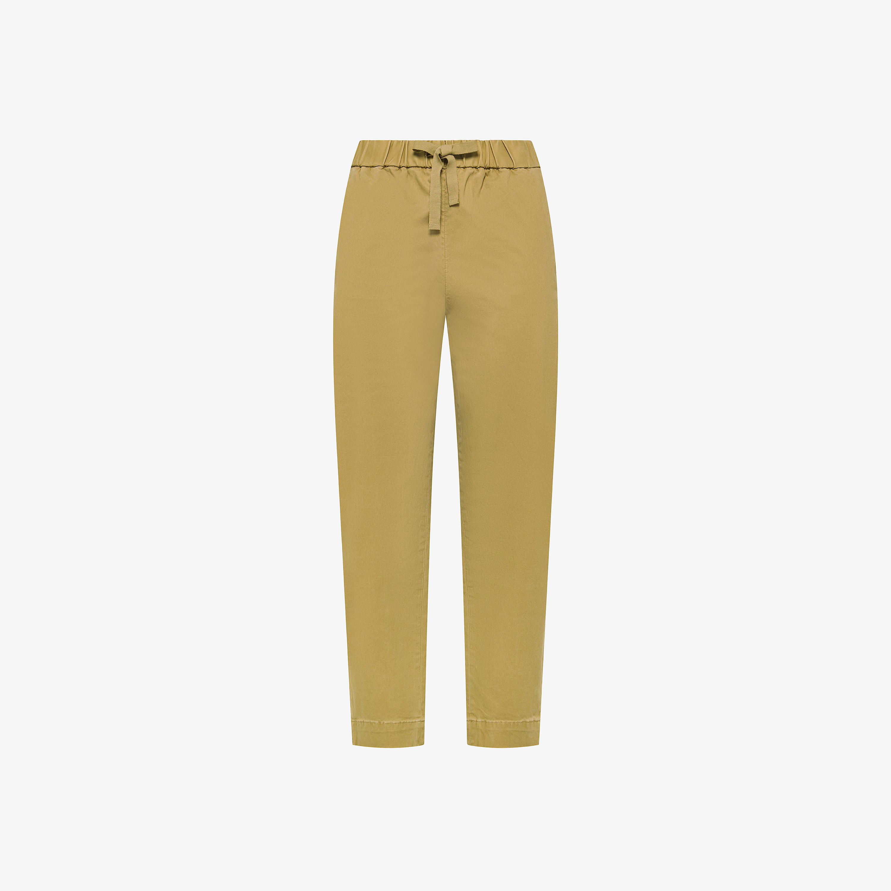 Pantaloni in cotone stretch con coulisse beige Pantaloni in cotone stretch con coulisse beige