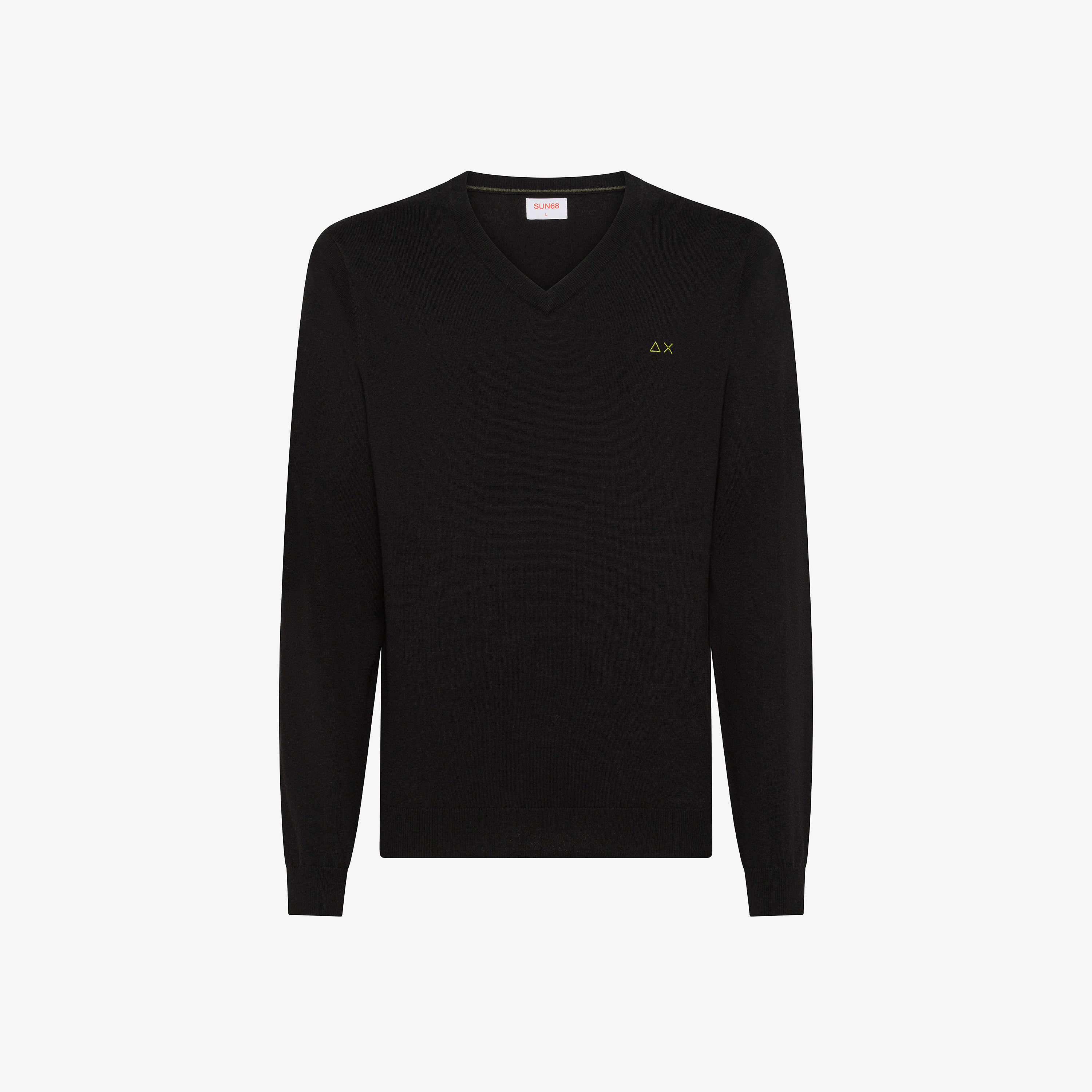 Maglia in lana e cotone con scollo a V nero