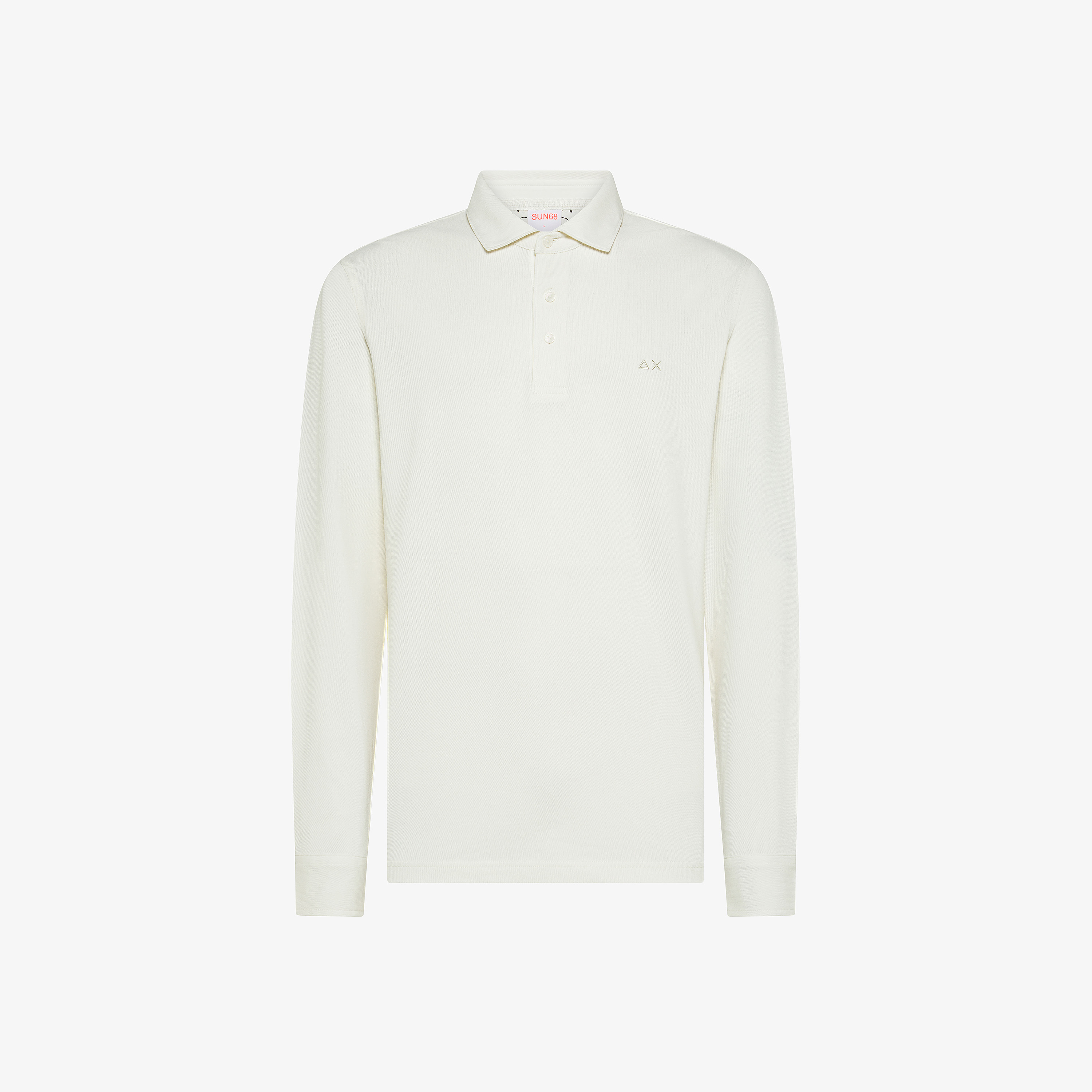Off white long-sleeved cotton polo