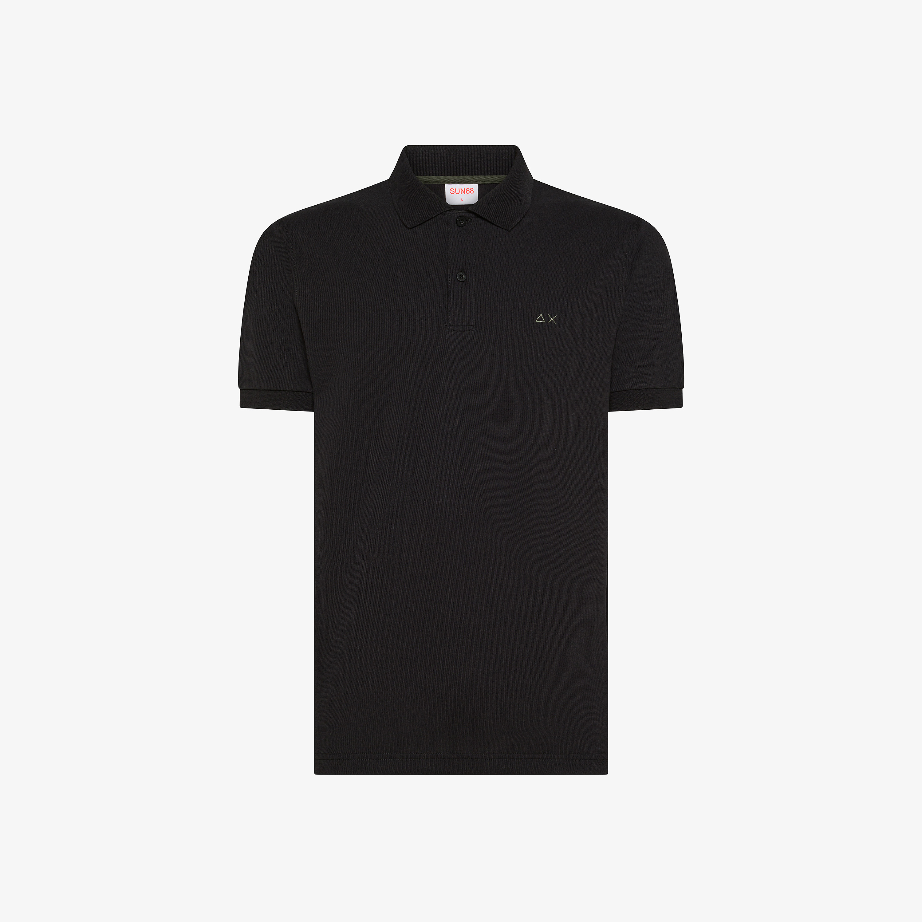 Black stretch cotton piqué polo shirt