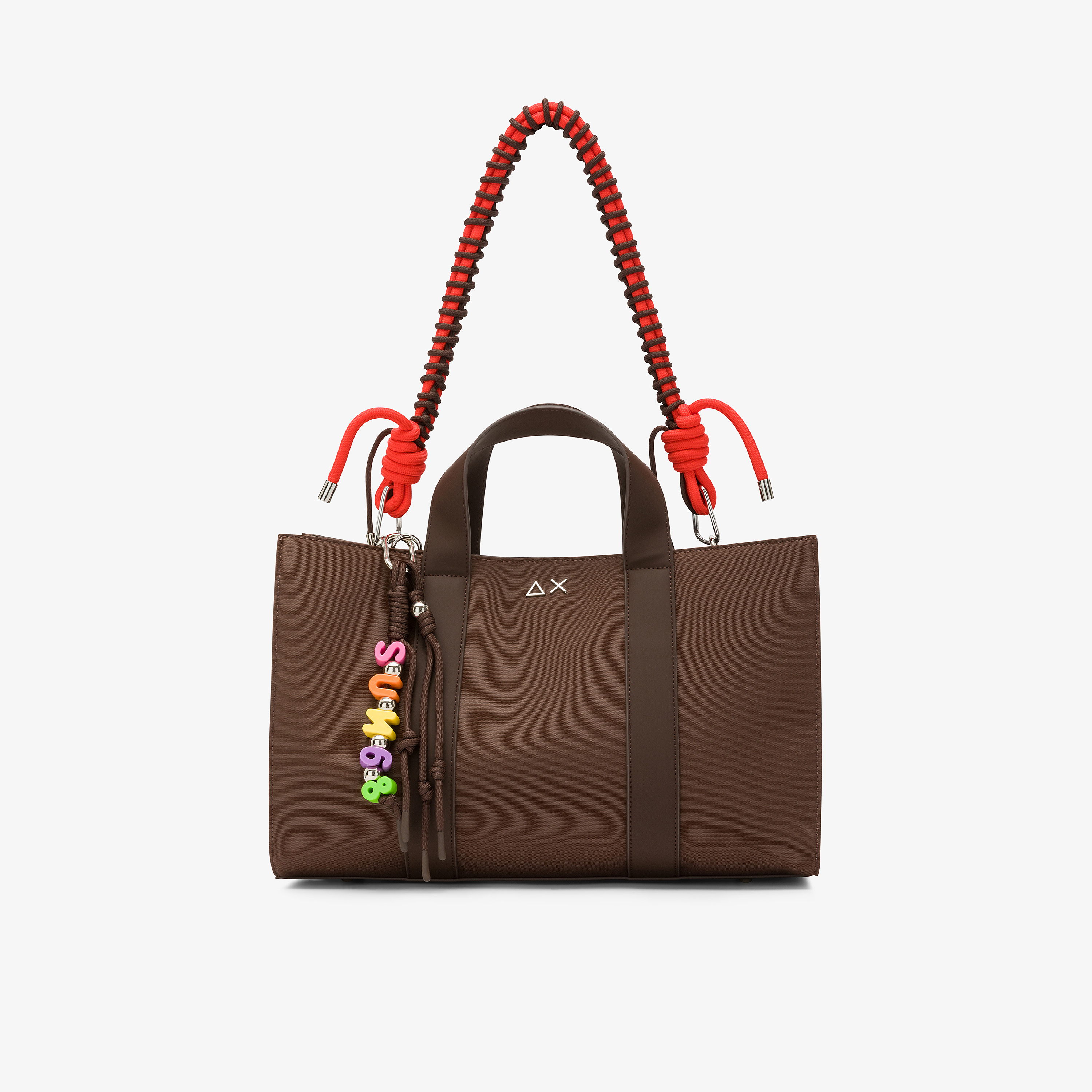 Shopping bag media in nylon marrone