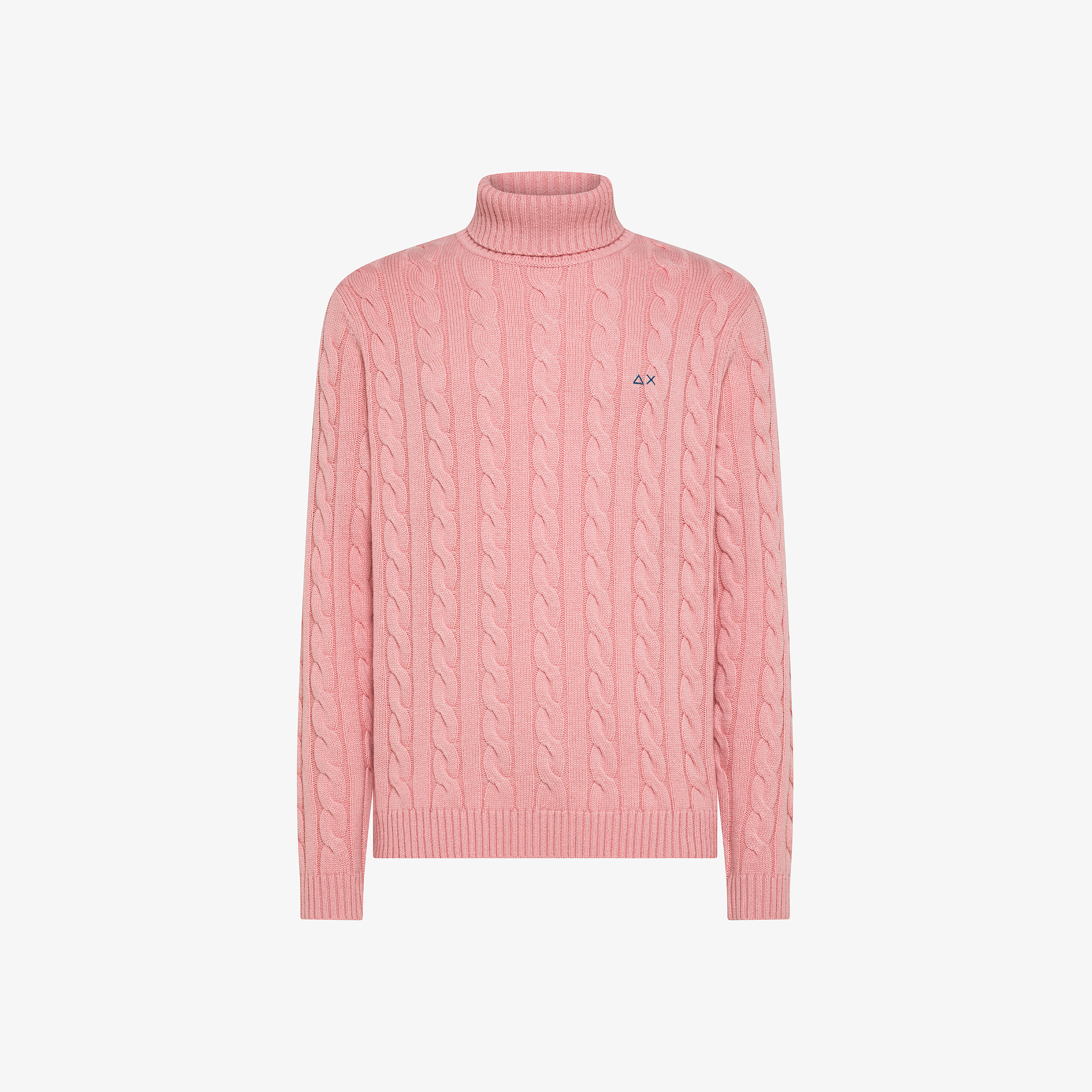 Maglia dolcevita in misto lana a trecce rosa scuro Maglia dolcevita in misto lana a trecce rosa scuro