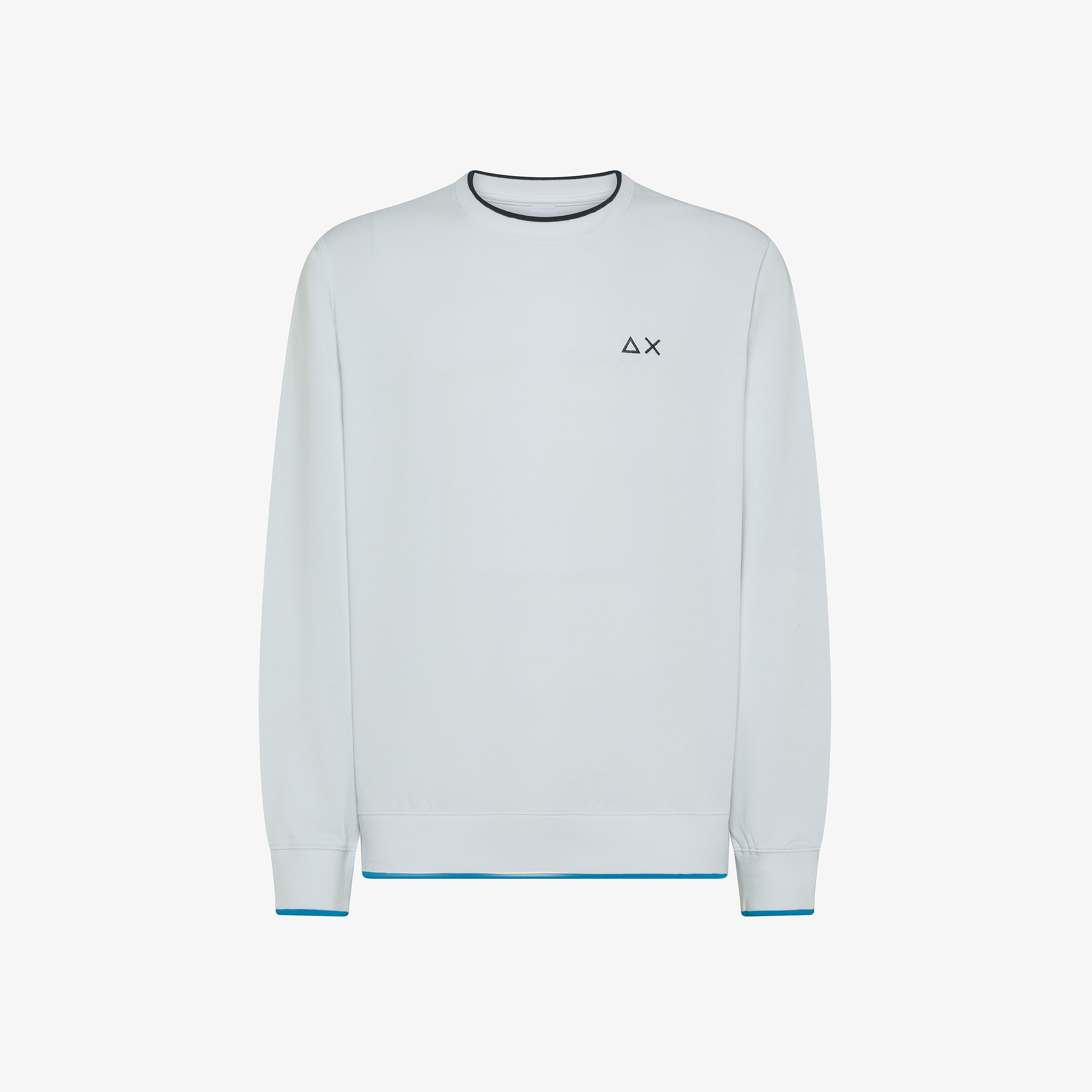 White piqué sweatshirt with embroidered logo
