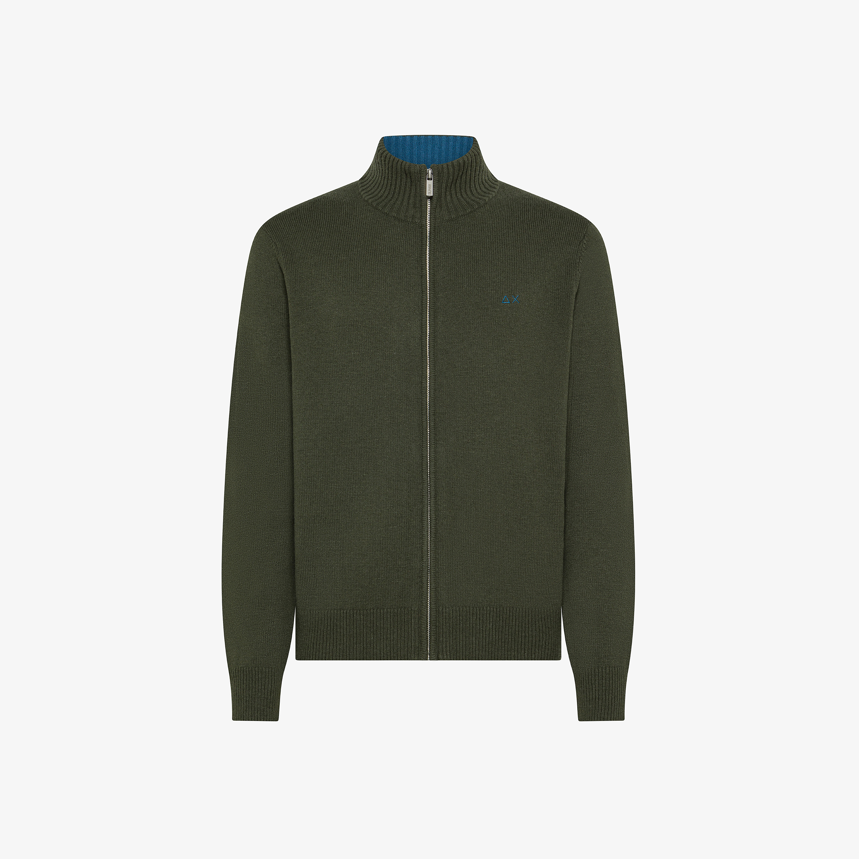 Cardigan in misto cashmere con zip militare scuro