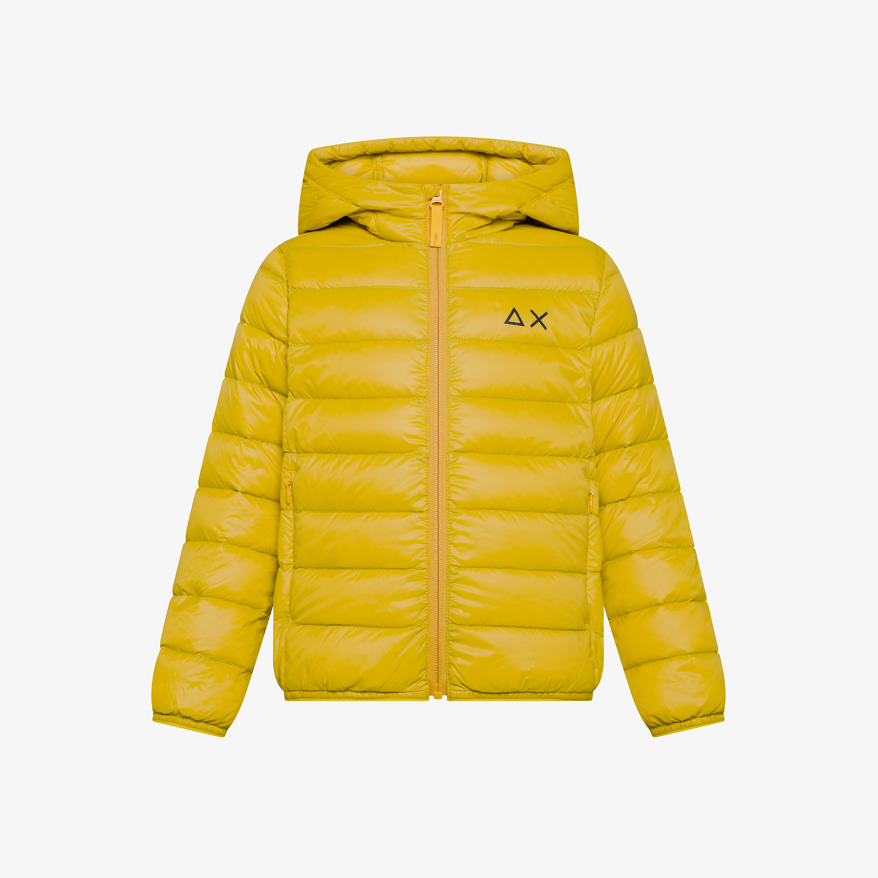 Piumino in nylon trapuntato giallo