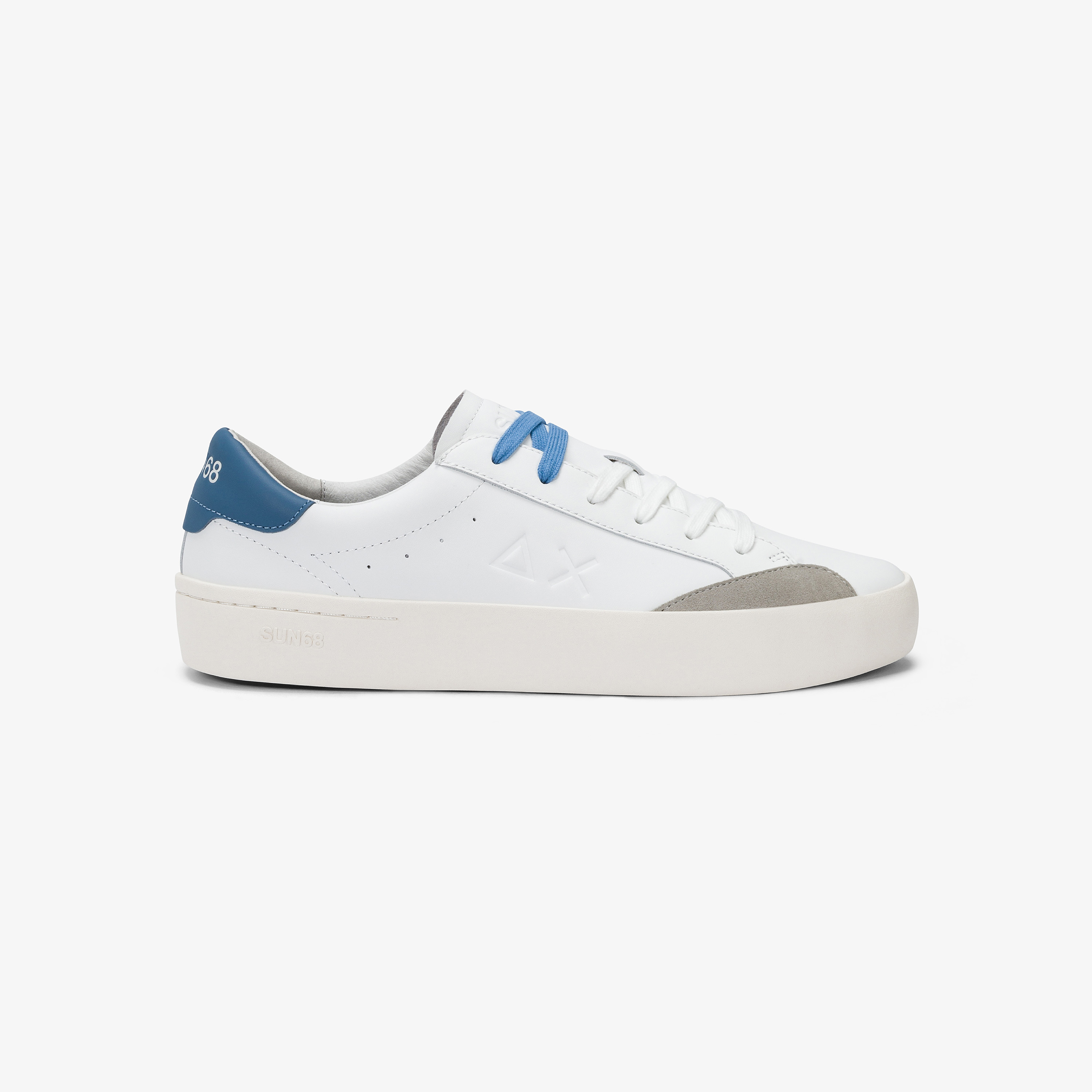 Sneaker Street in pelle bianca panna e avio scuro