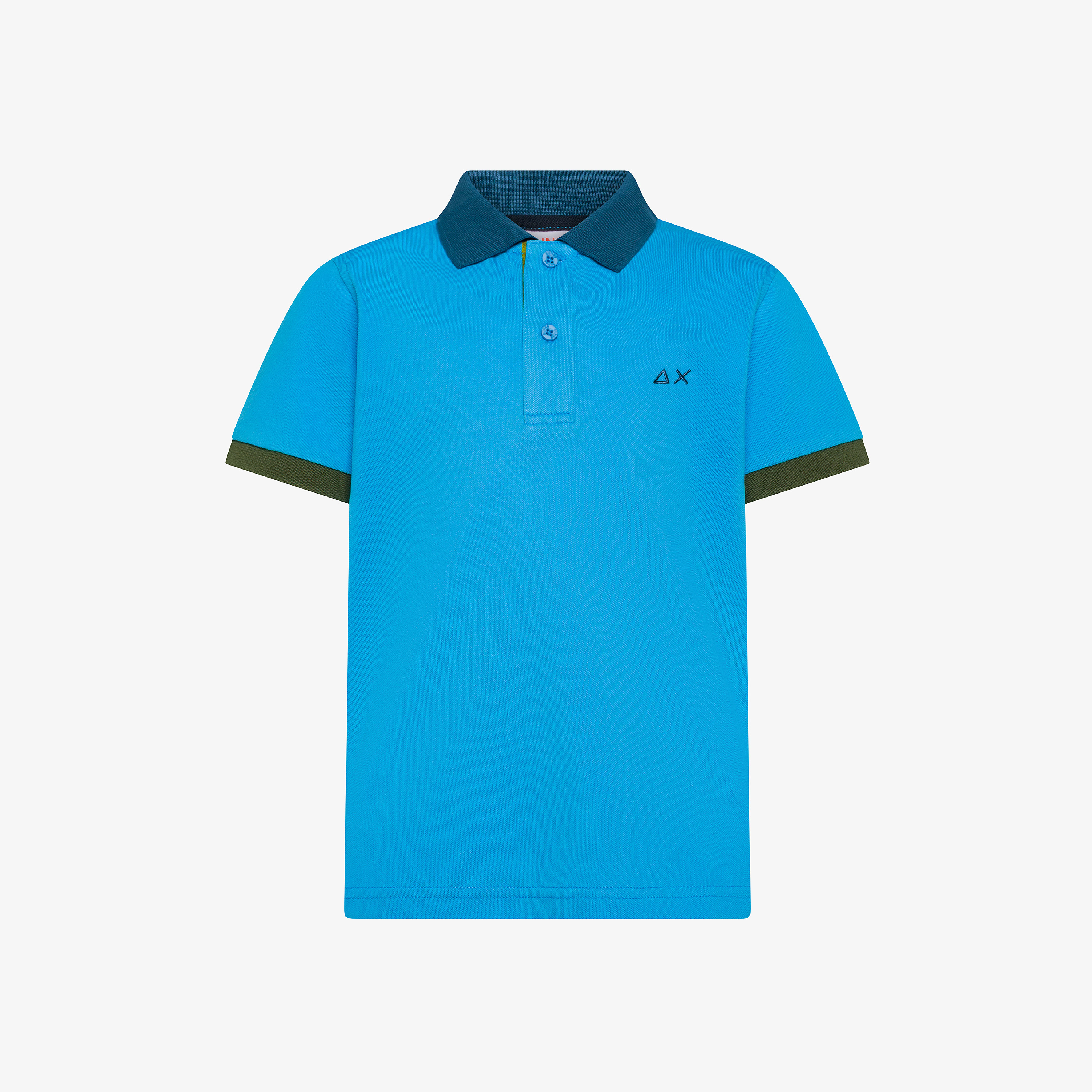 Polo con ricamo in cotone turchese