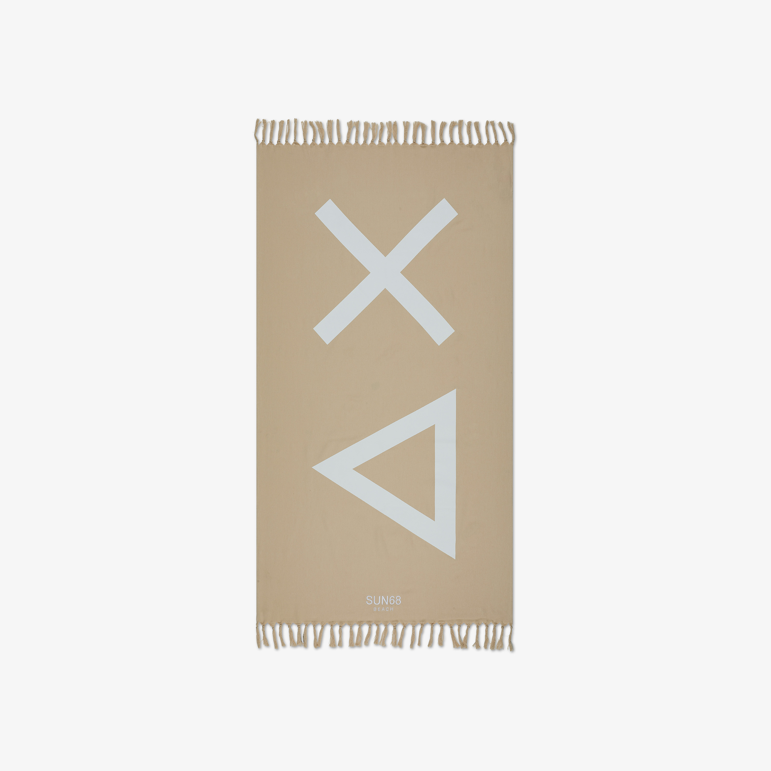 Sand cotton beach towel with fringe trims