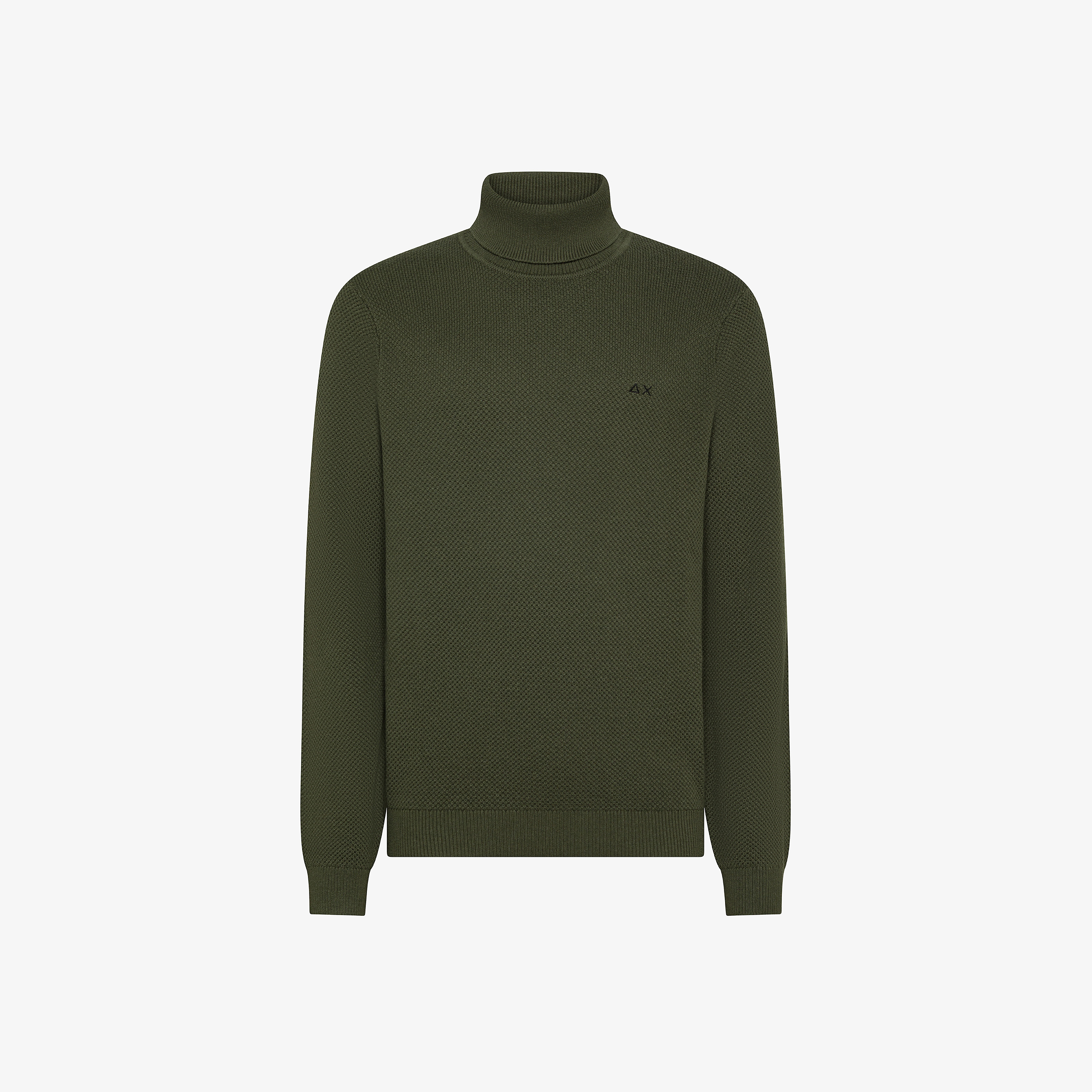 Dark military wool and cotton turtleneck jumper
