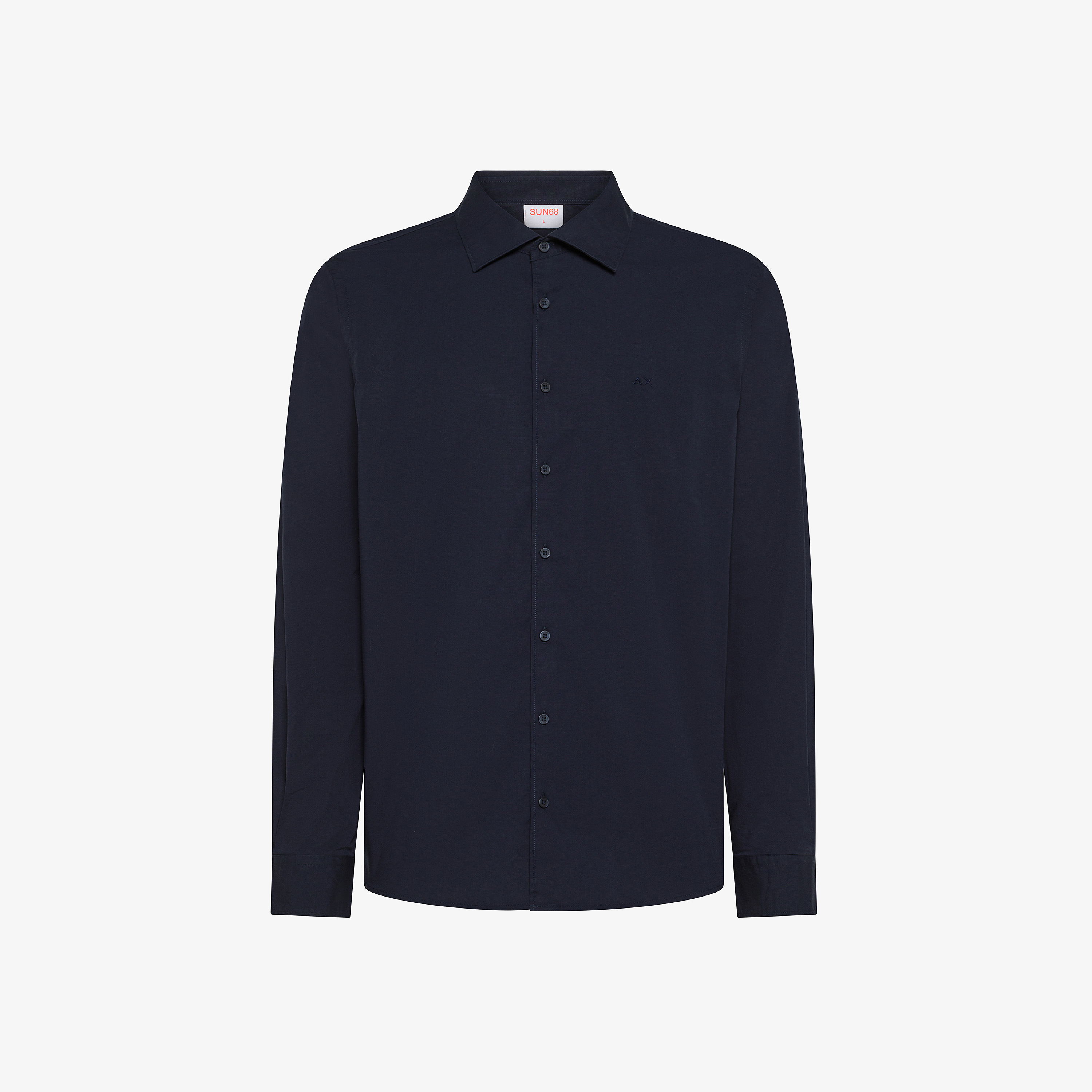 Navy blue stretch cotton poplin shirt