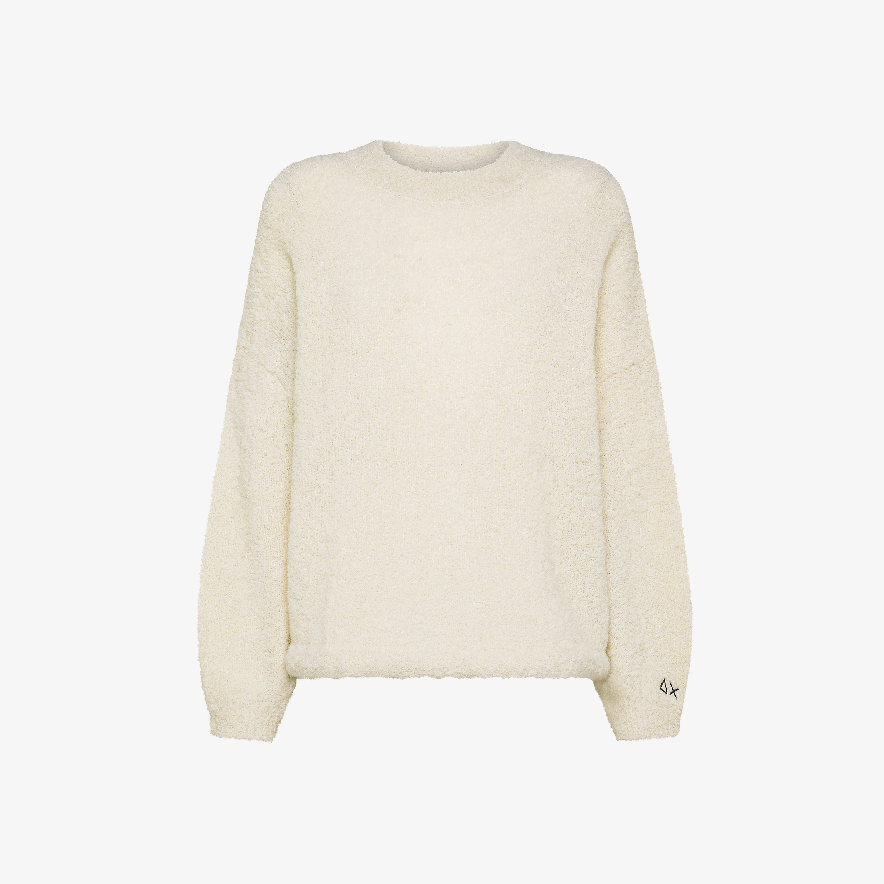 Maglione in bouclé di lana e alpaca bianco