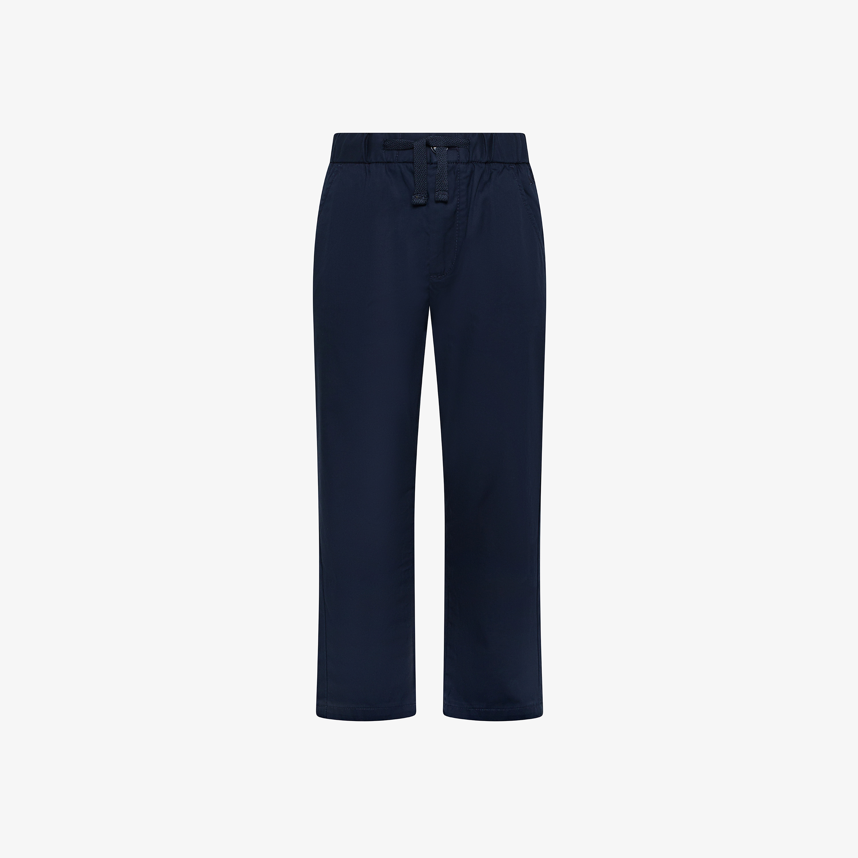Navy blue cotton blend poplin trousers