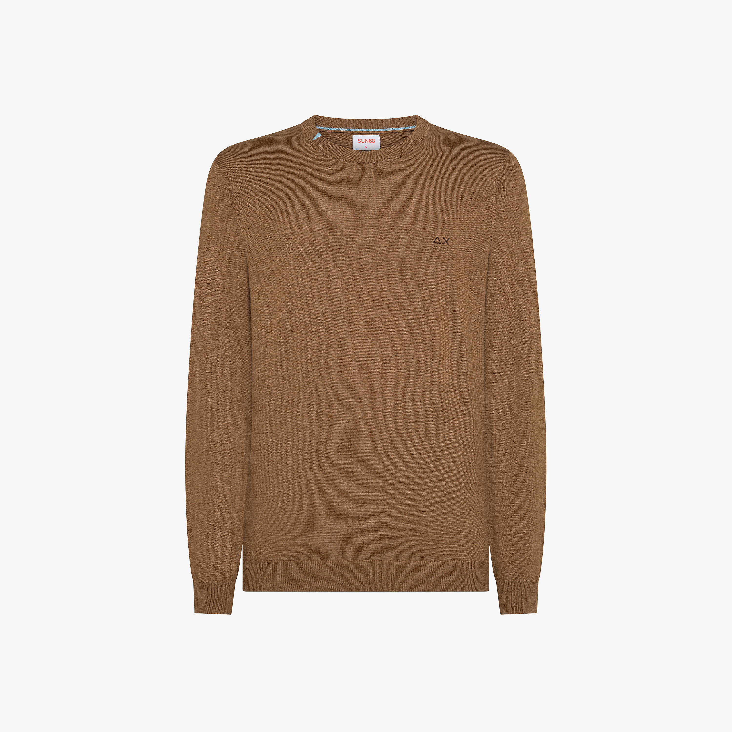 Maglia girocollo in misto lana marrone deserto