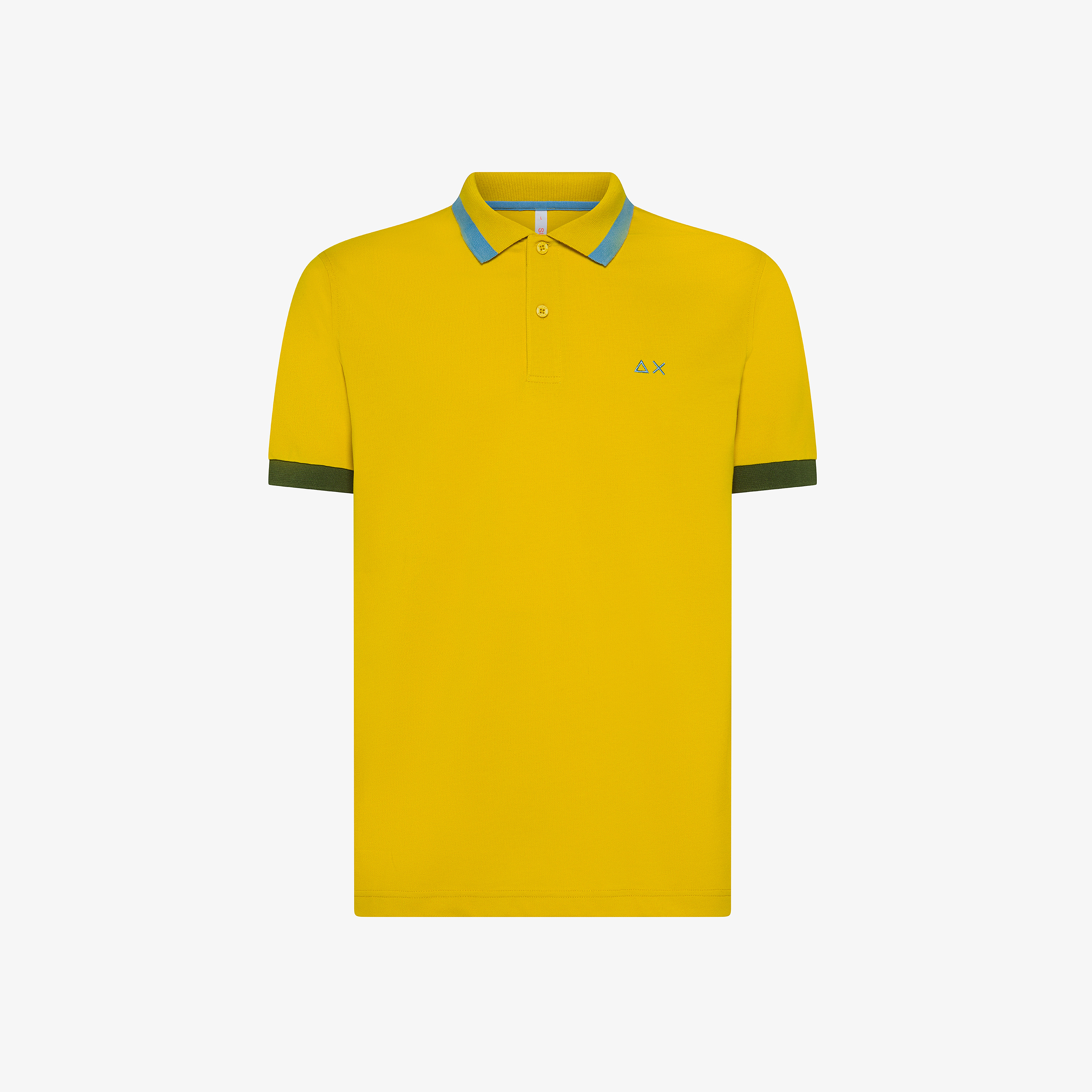 Yellow polo shirt with contrast stripes