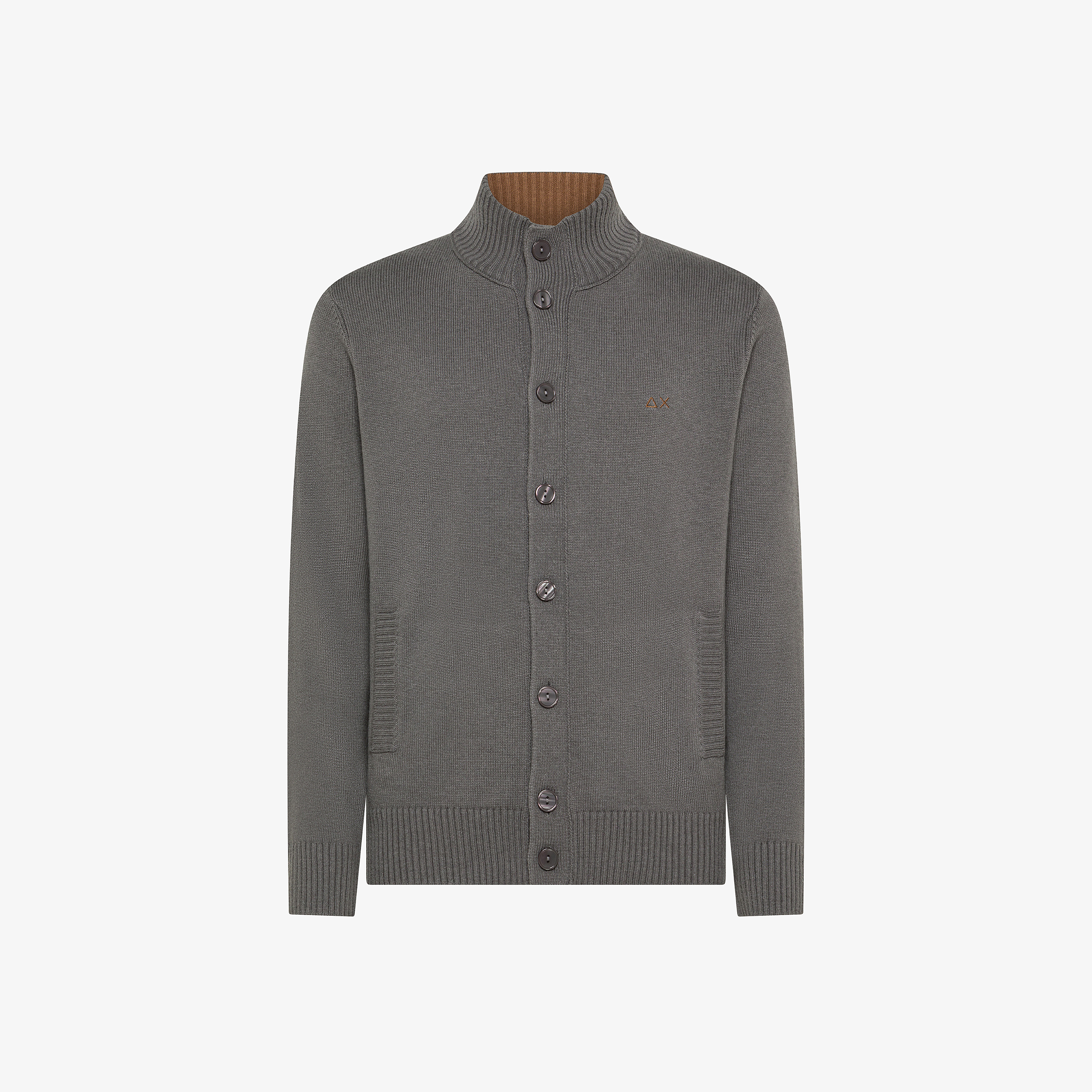 Cardigan in lana e cashmere con bottoni grigio scuro
