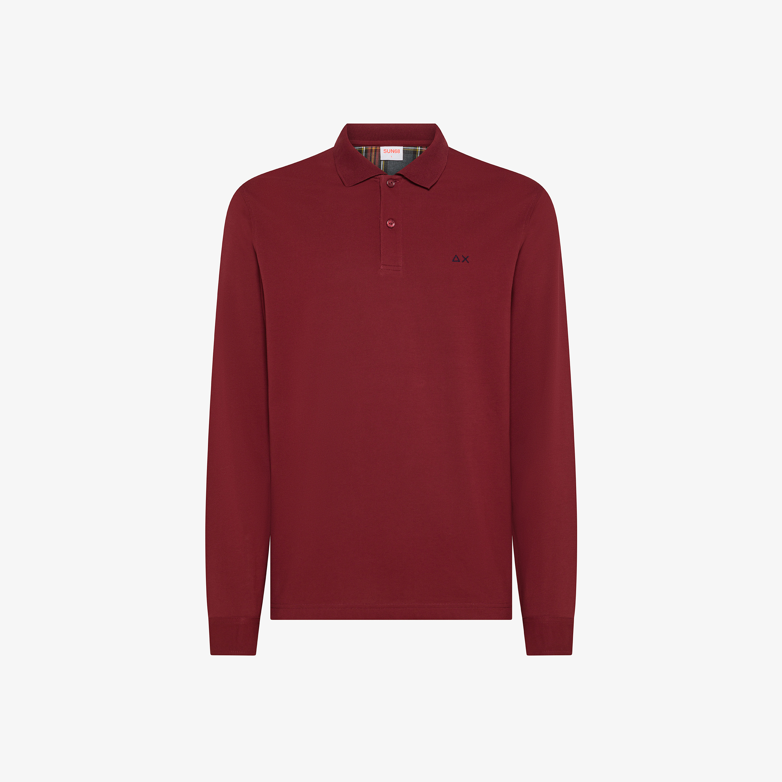 Polo in cotone con patch bordeaux