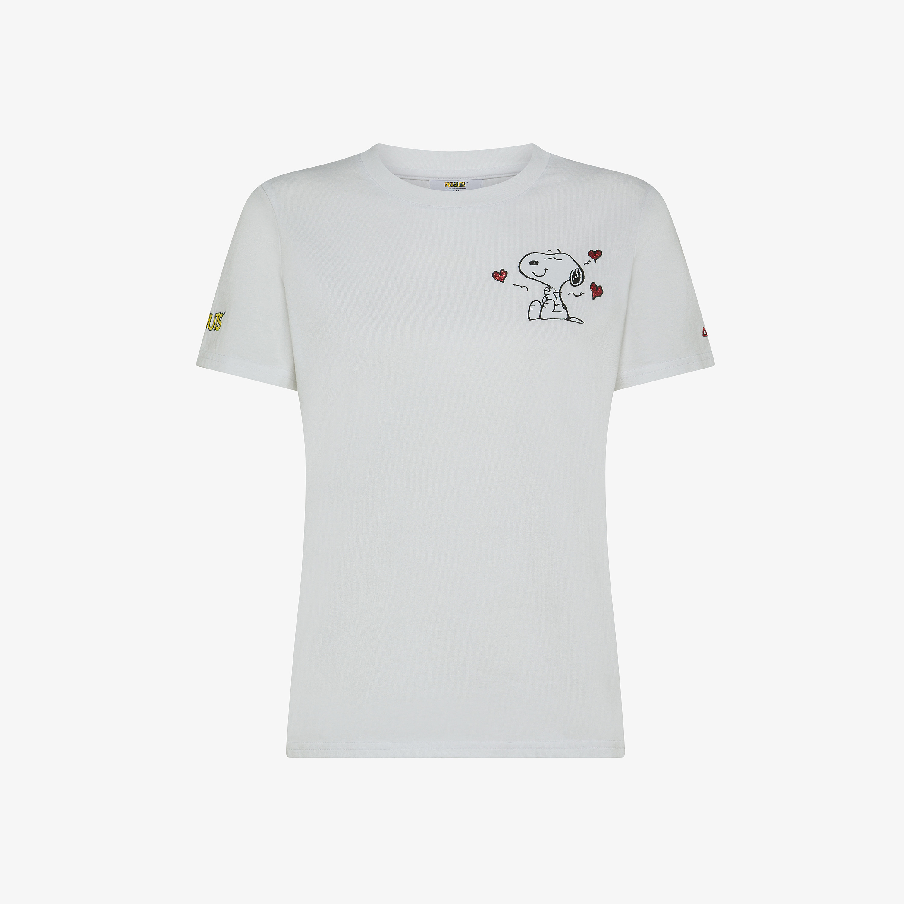 T-shirt girocollo Peanuts in jersey di cotone bianco